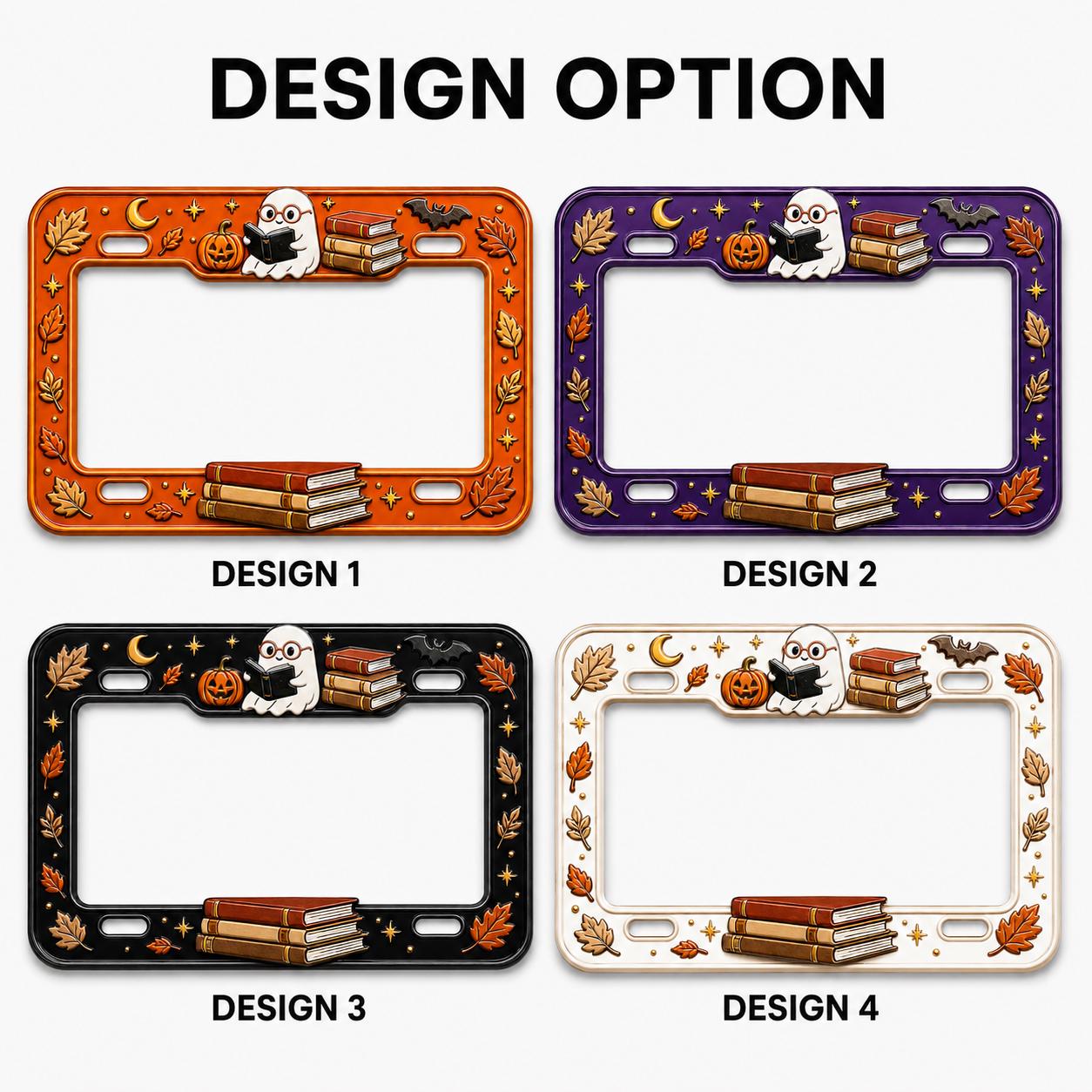 Car Tag Frame For Spooky Reader Auto Accessory With Cute Ghost Reading Book License Plate And Halloween Book Lover - photo 6