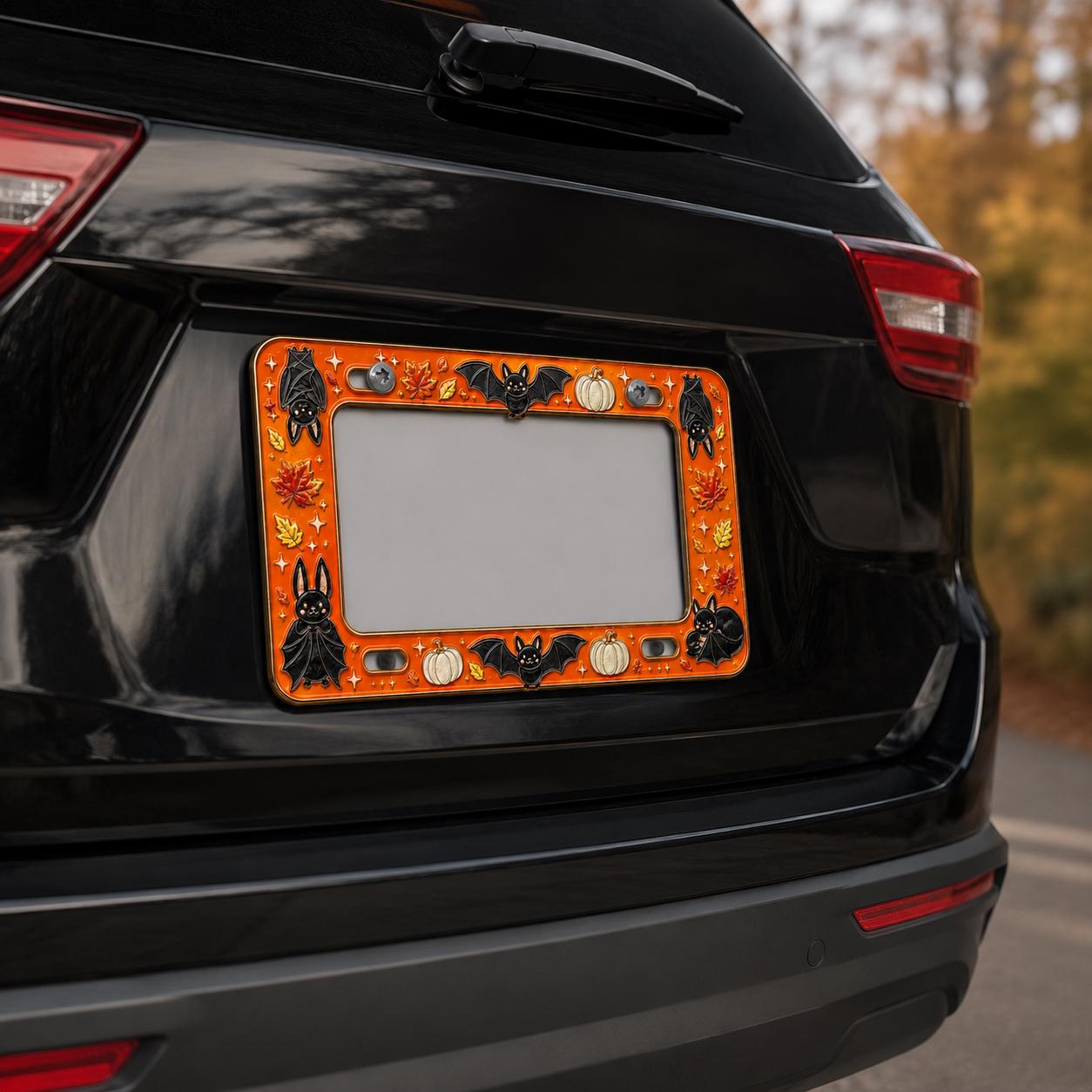 Car Tag Frame For Cute Halloween Gift With Gothic Auto Accessory And Fall Car Decor Halloween Bat Spooky Pumpkin License Plate - photo 2