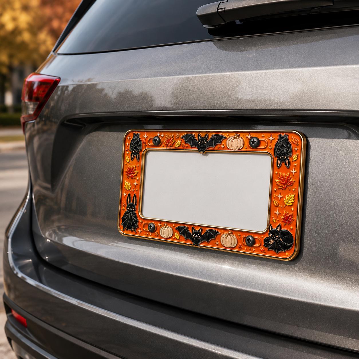 Car Tag Frame For Cute Halloween Gift With Gothic Auto Accessory And Fall Car Decor Halloween Bat Spooky Pumpkin License Plate - photo 5