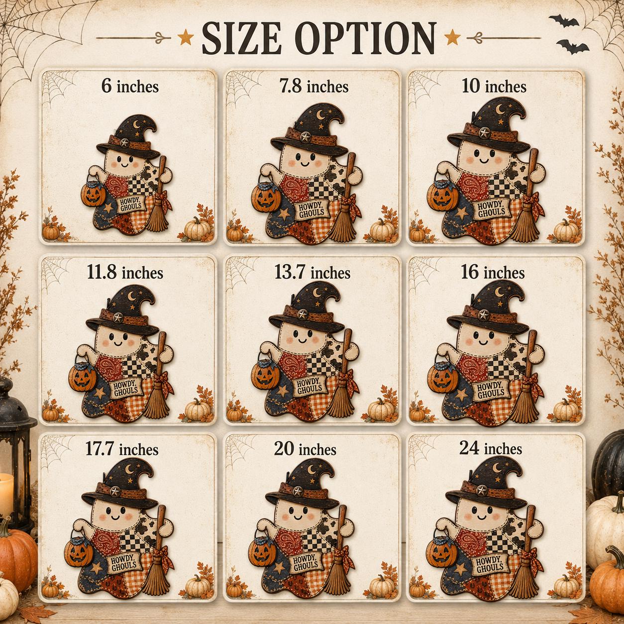 Personalized Western Halloween Door Hanger and Porch Sign with Howdy Ghouls, Patchwork, Wood, Cowboy, Witch, Fall Decor, Ghost - photo 6