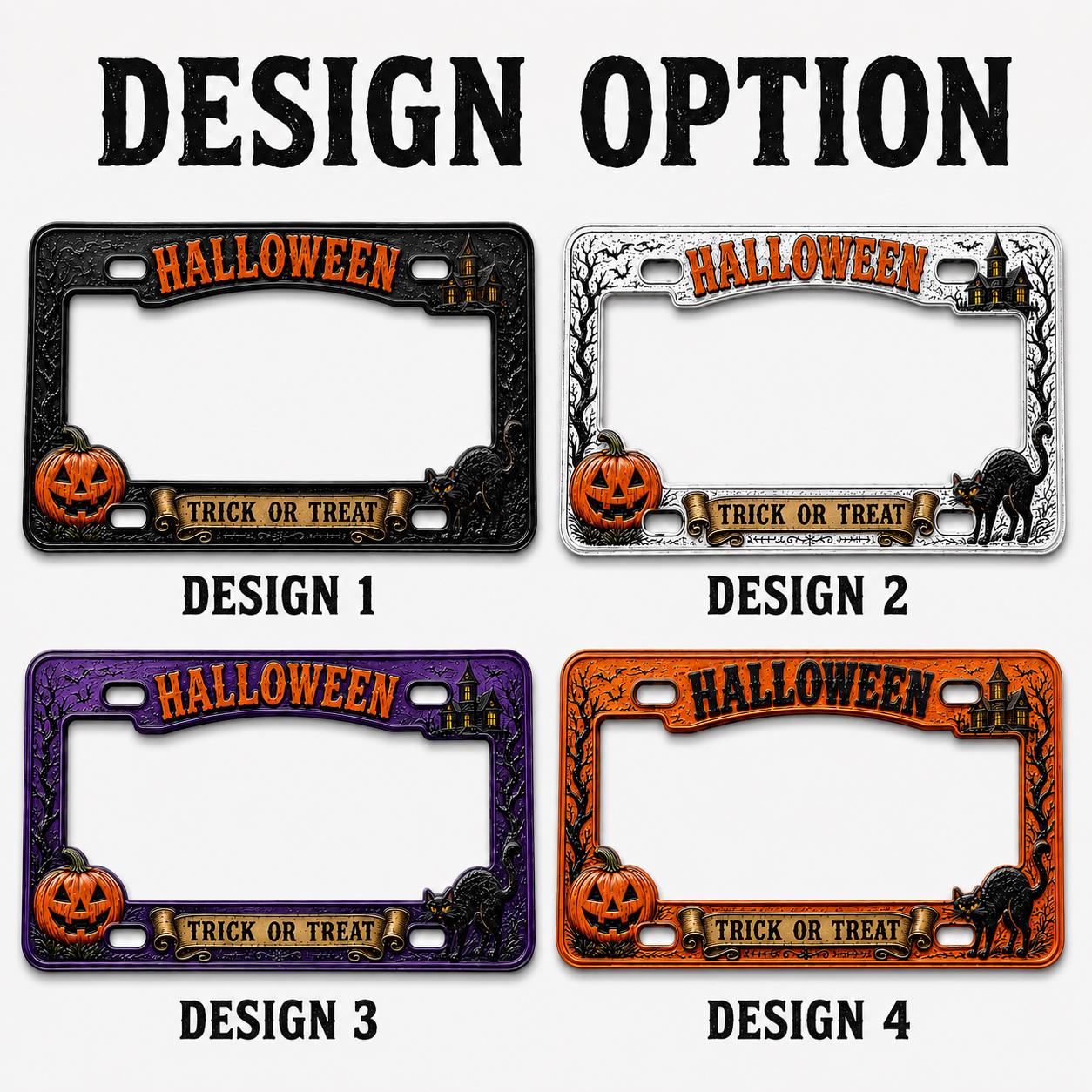Spooky Halloween License Plate Frame – Trick or Treat Pumpkin Black Cat Car Tag and Haunted House Auto Decor Accessory Gift - photo 4