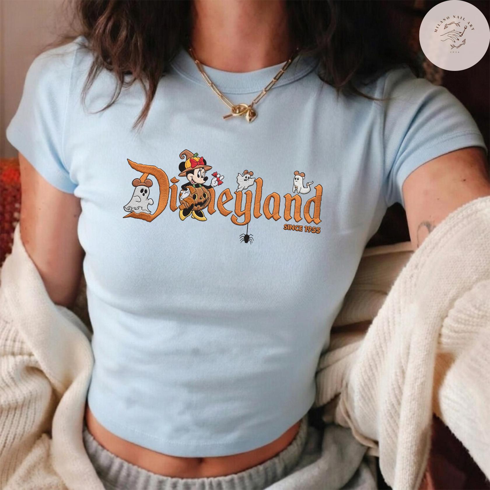 Embroidered Mickey and Minnie Disneyland Halloween Baby Tee With Lace Trim Tank Top for Disneyland Halloween Park Trip - photo 3