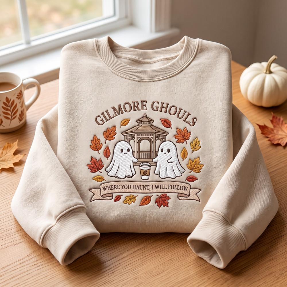 Embroidered Gilmore Ghouls Sweatshirt and Crewneck with Fall Movie Halloween, Fall Spooky Ghost Shirt - photo 2