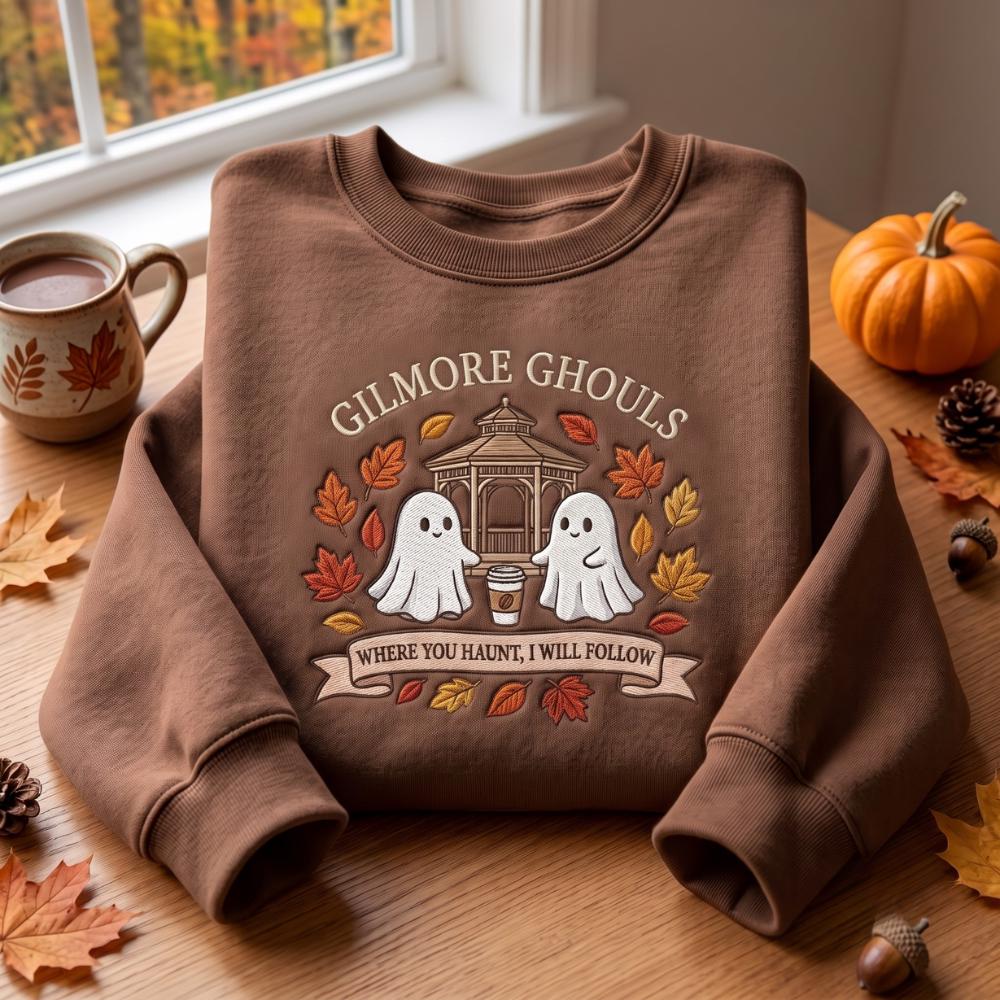 Embroidered Gilmore Ghouls Sweatshirt and Crewneck with Fall Movie Halloween, Fall Spooky Ghost Shirt - photo 3