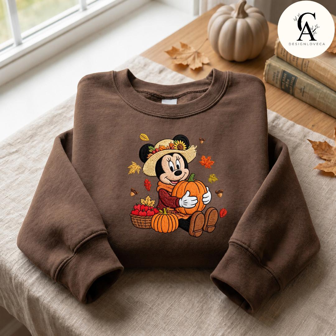 Embroidered All Characters Pumpkin Disney Fall Vibes Baby Tee Crop Lace Trim Tank and Halloween Sweatshirt for Thanksgiving - photo 5