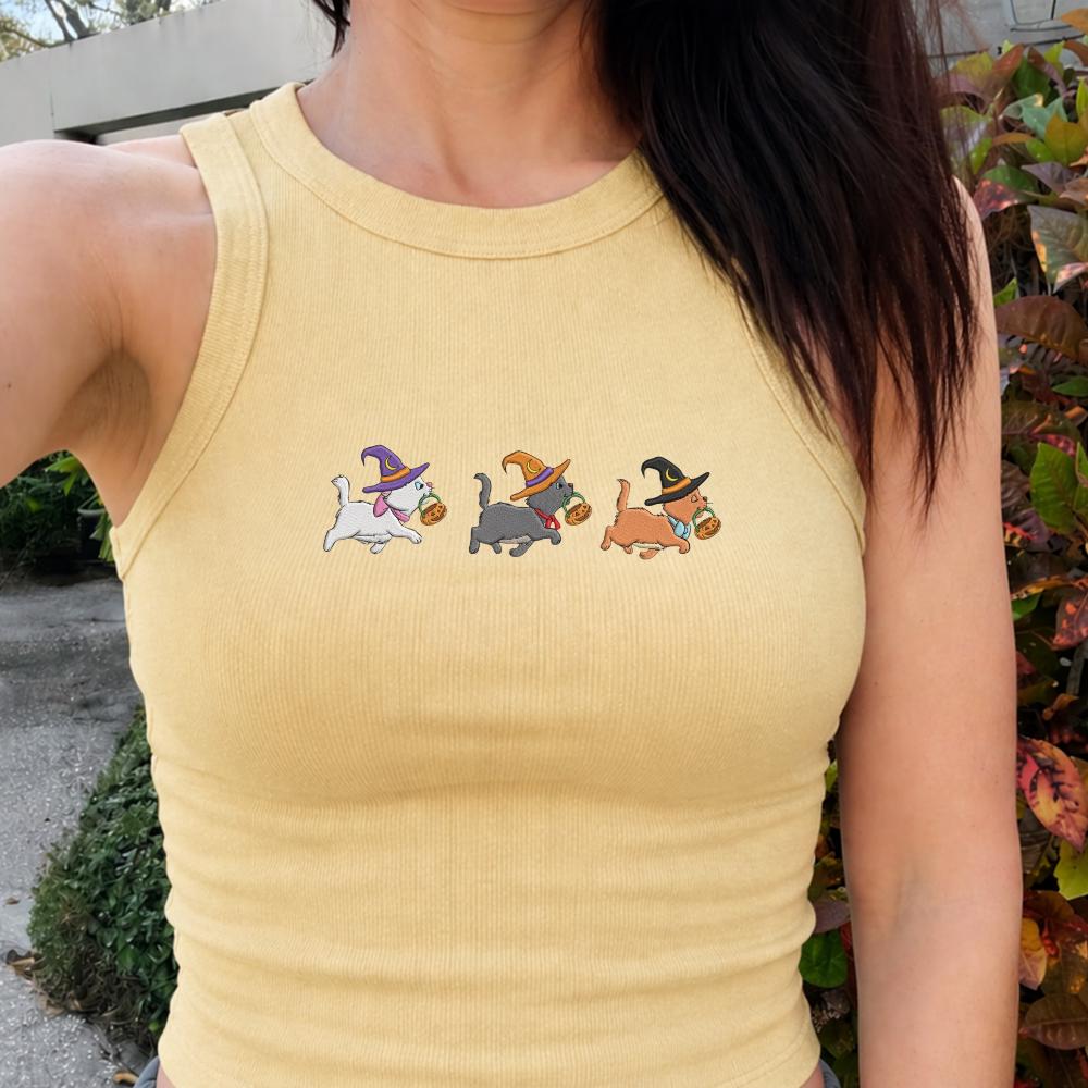 Embroidered Disney Cats Halloween Tank Top With the Aristocats Trick or Treat Shirt for WDW Disneyland Halloween Trip Tee