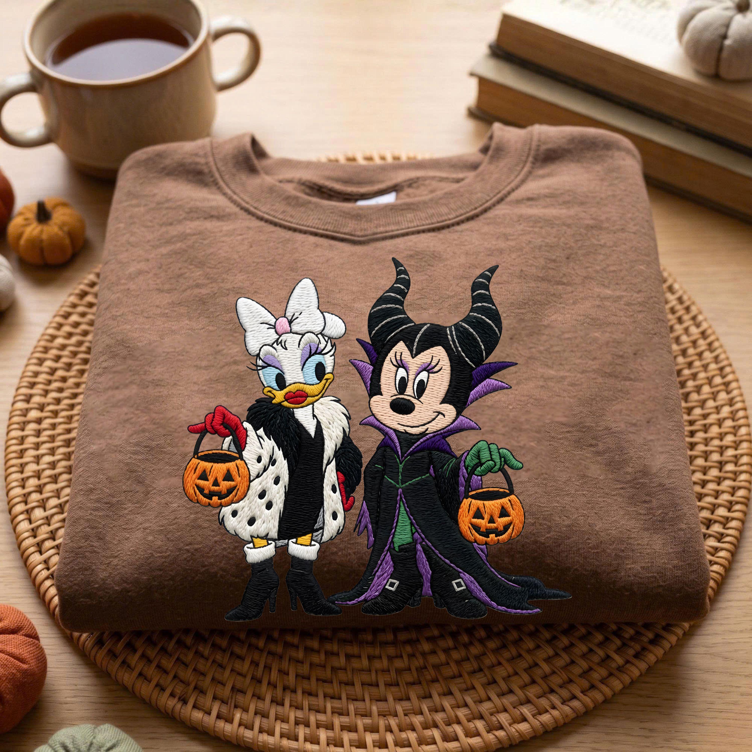 Embroidered Villains Minnie and Daisy Halloween Sweatshirt for Spooky Disney Besties, Trick or Treat 2026 Disneyland Matching Trip - photo 4