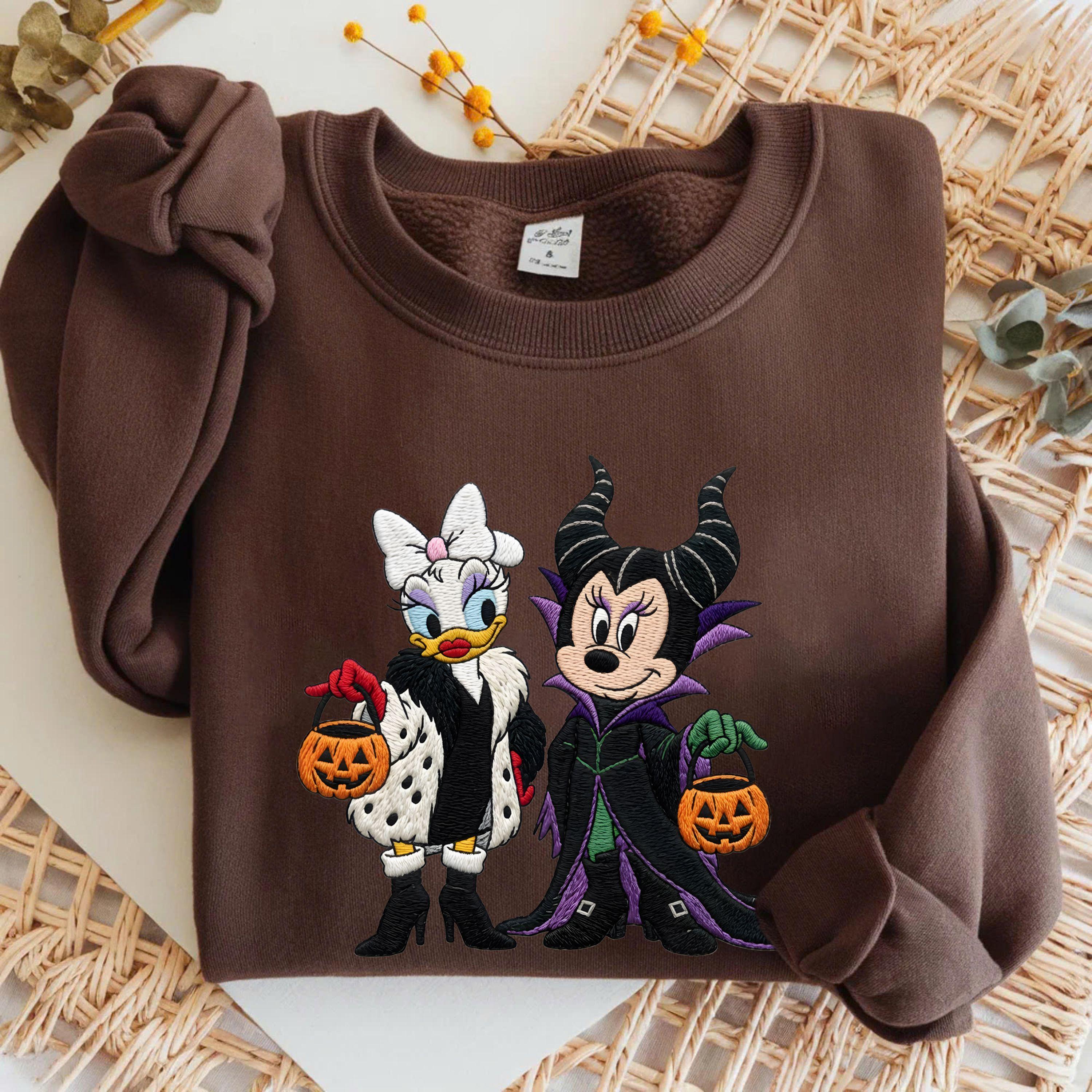 Embroidered Villains Minnie and Daisy Halloween Sweatshirt for Spooky Disney Besties, Trick or Treat 2026 Disneyland Matching Trip - photo 6