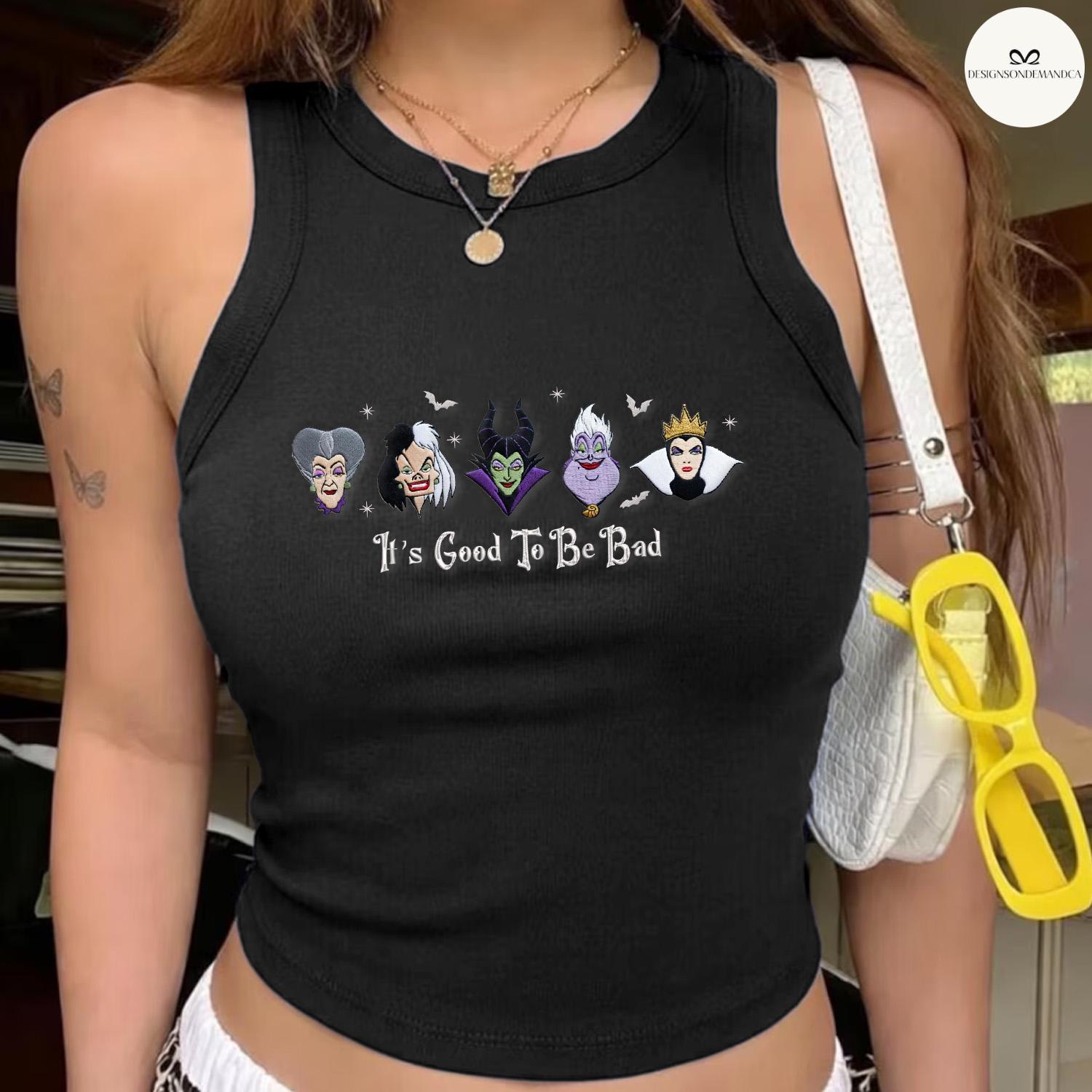 Embroidered Disney Villains It's Good to Be Bad Baby Tee Crop Lace Trim Tank Top for WDW Mickey's Not So Scary Halloween Party 2026 - photo 7