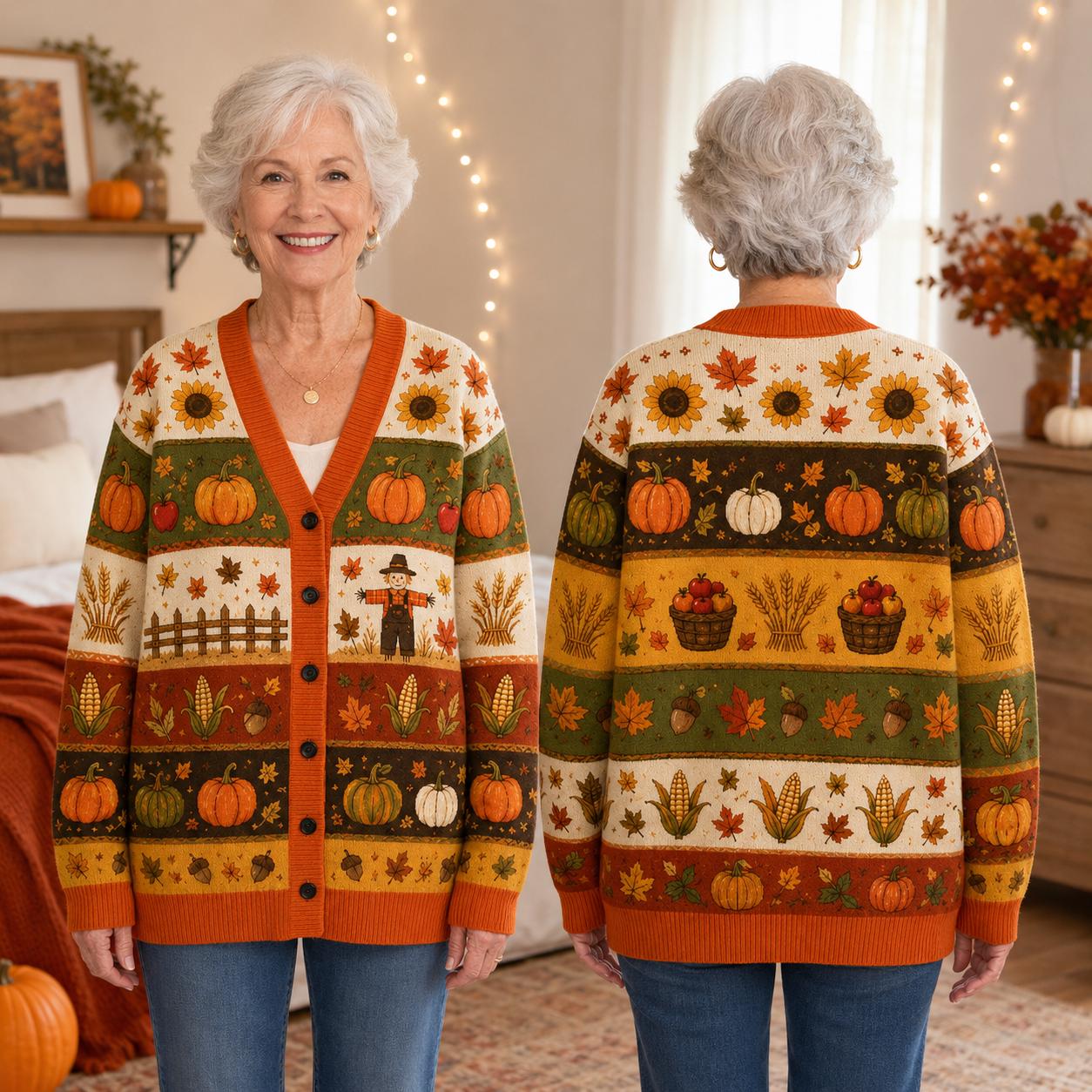 Fall Harvest Cardigan with Spooky Season Knit Sweater and Thanksgiving Autumn Cozy Trick Treat Women Seasonal s - photo 8