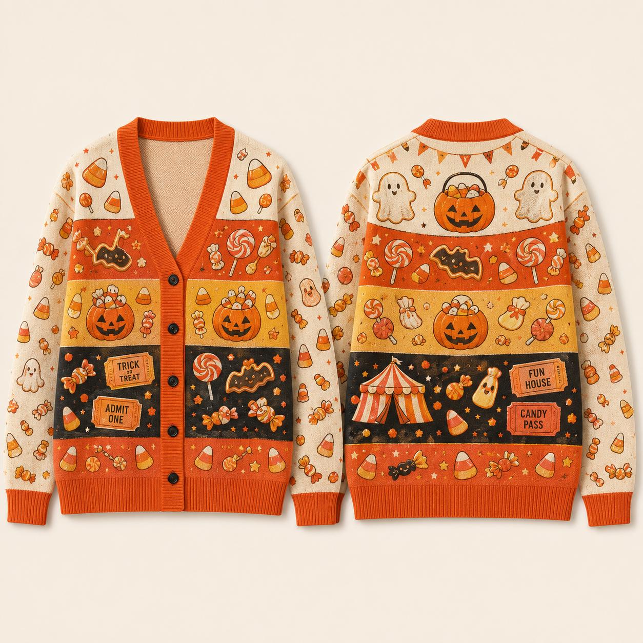 Fall Harvest Cardigan with Spooky Season Knit Sweater and Thanksgiving Autumn Cozy Trick Treat Women Seasonal s - photo 9
