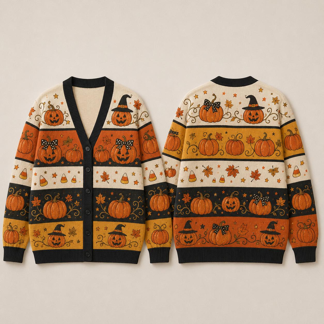 Fall Harvest Cardigan with Spooky Season Knit Sweater and Thanksgiving Autumn Cozy Trick Treat Women Seasonal s - photo 10