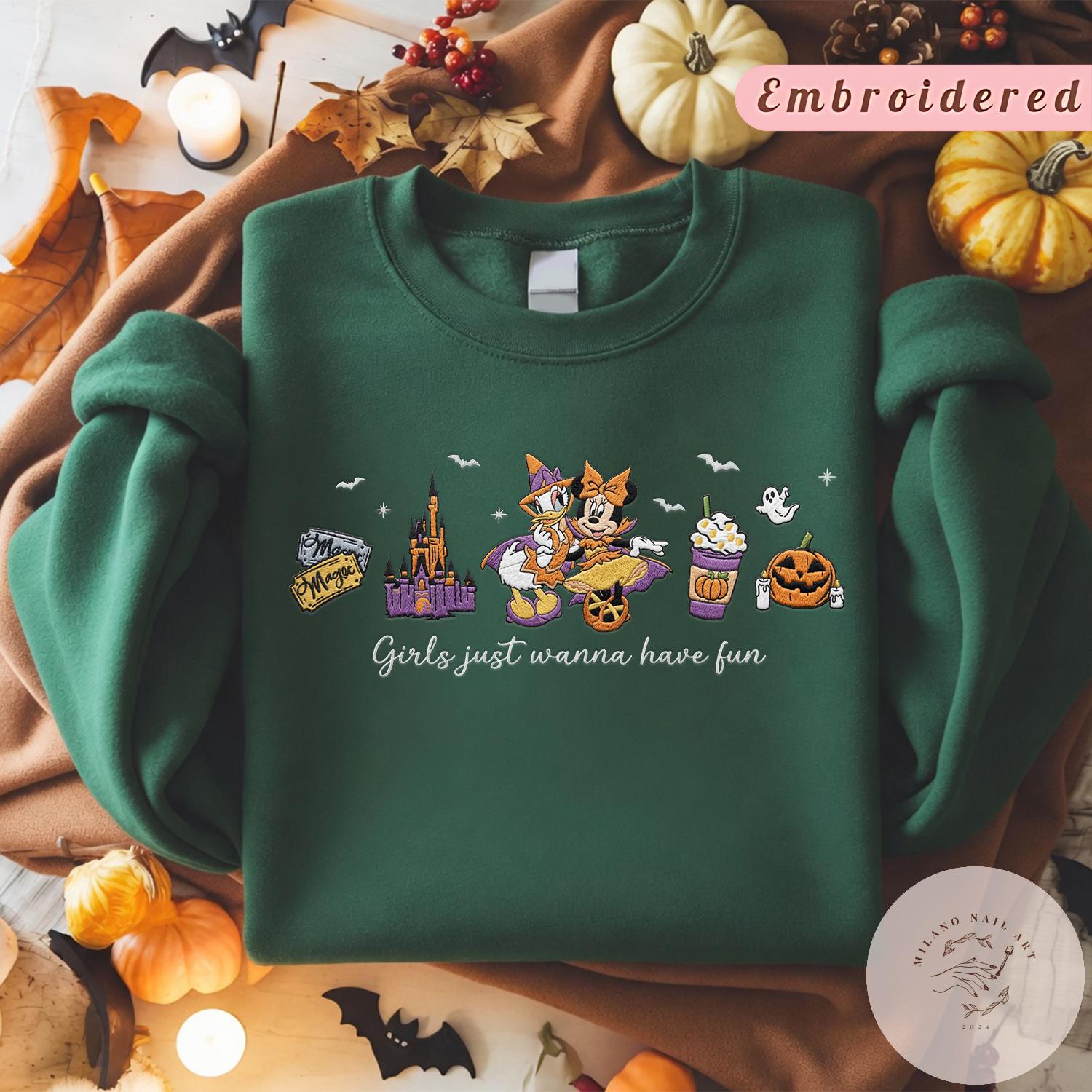 Embroidered Minnie and Daisy Halloween Girls Just Wanna Have Fun T-Shirt Baby Tee With Lace Trim Tank Top for Disney Besties Girls Trip 2026 - photo 10