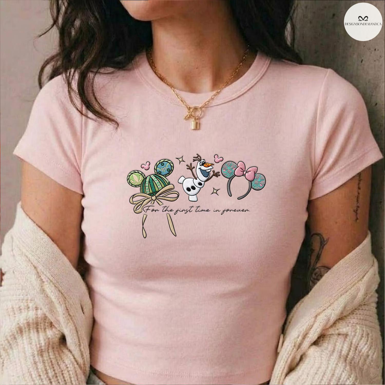 Embroidered Disney Princess Baby Tee Crop Lace Trim Tank Top With Cinderella Belle Rapunzel Ariel Snow White for WDW Disneyland Girls Trip - photo 6