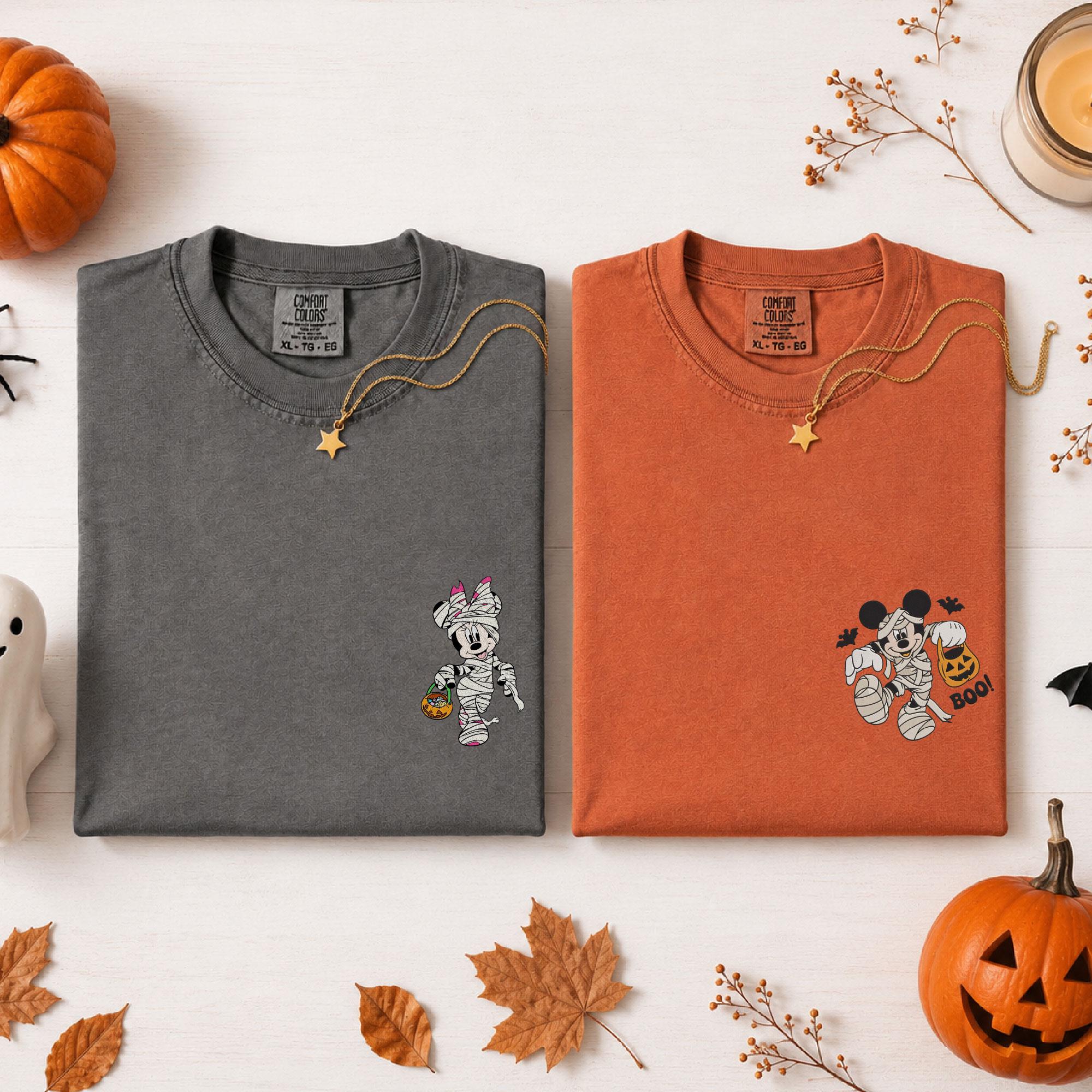 Embroidered Disney Halloween Mummy Boo Shirt With Mickey and Minnie Mouse Comfort Colors for Disney Vacation Halloween Trip Tee - photo 2