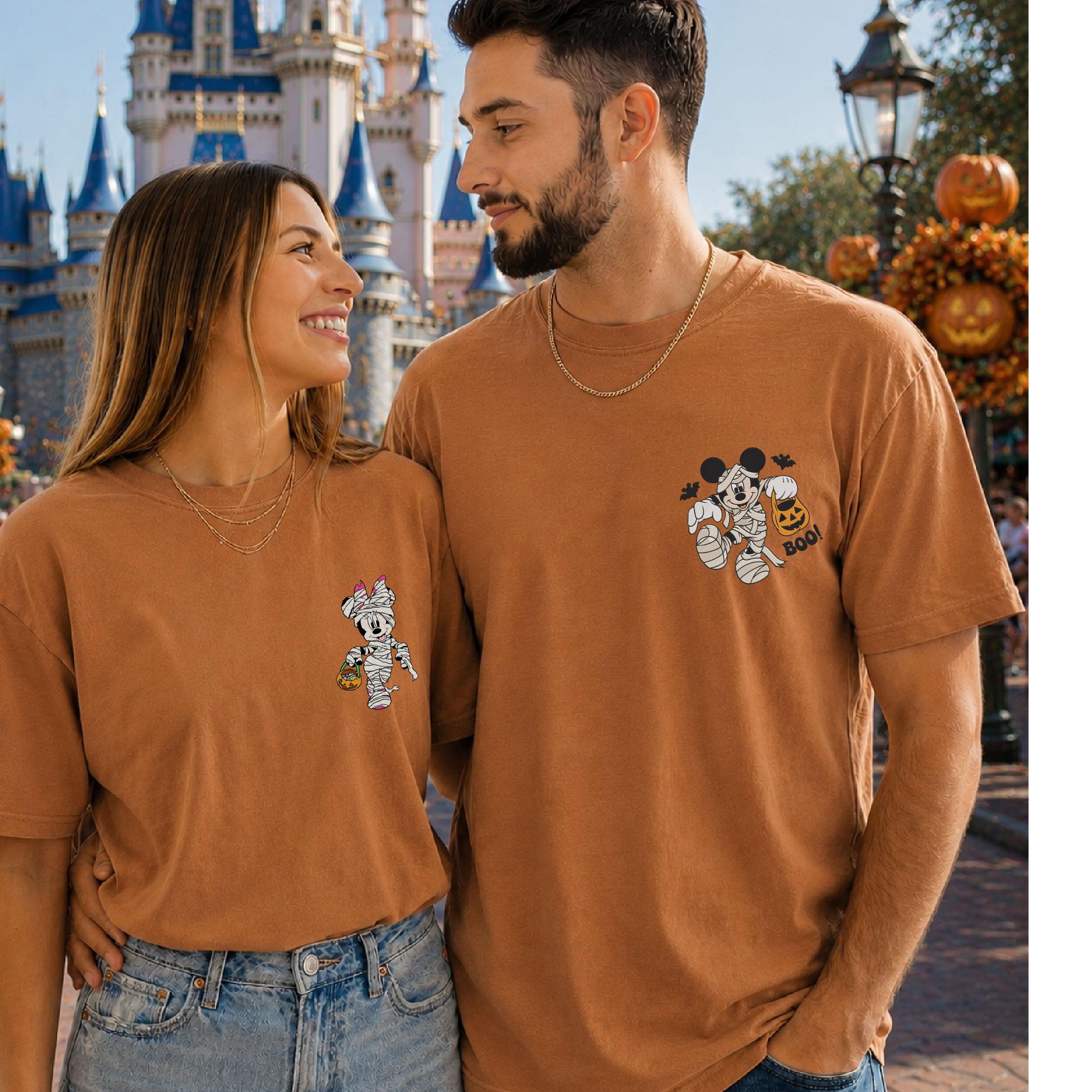 Embroidered Disney Halloween Mummy Boo Shirt With Mickey and Minnie Mouse Comfort Colors for Disney Vacation Halloween Trip Tee - photo 3
