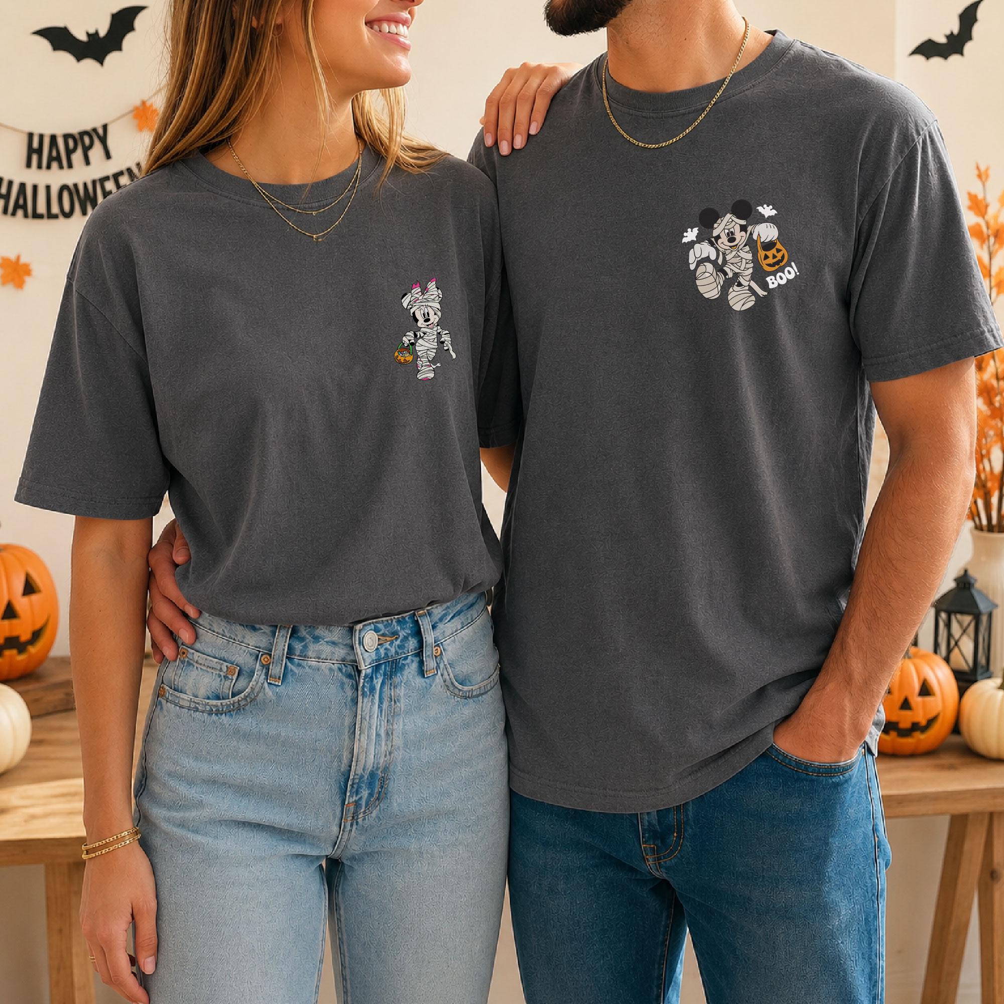 Embroidered Disney Halloween Mummy Boo Shirt With Mickey and Minnie Mouse Comfort Colors for Disney Vacation Halloween Trip Tee - photo 5