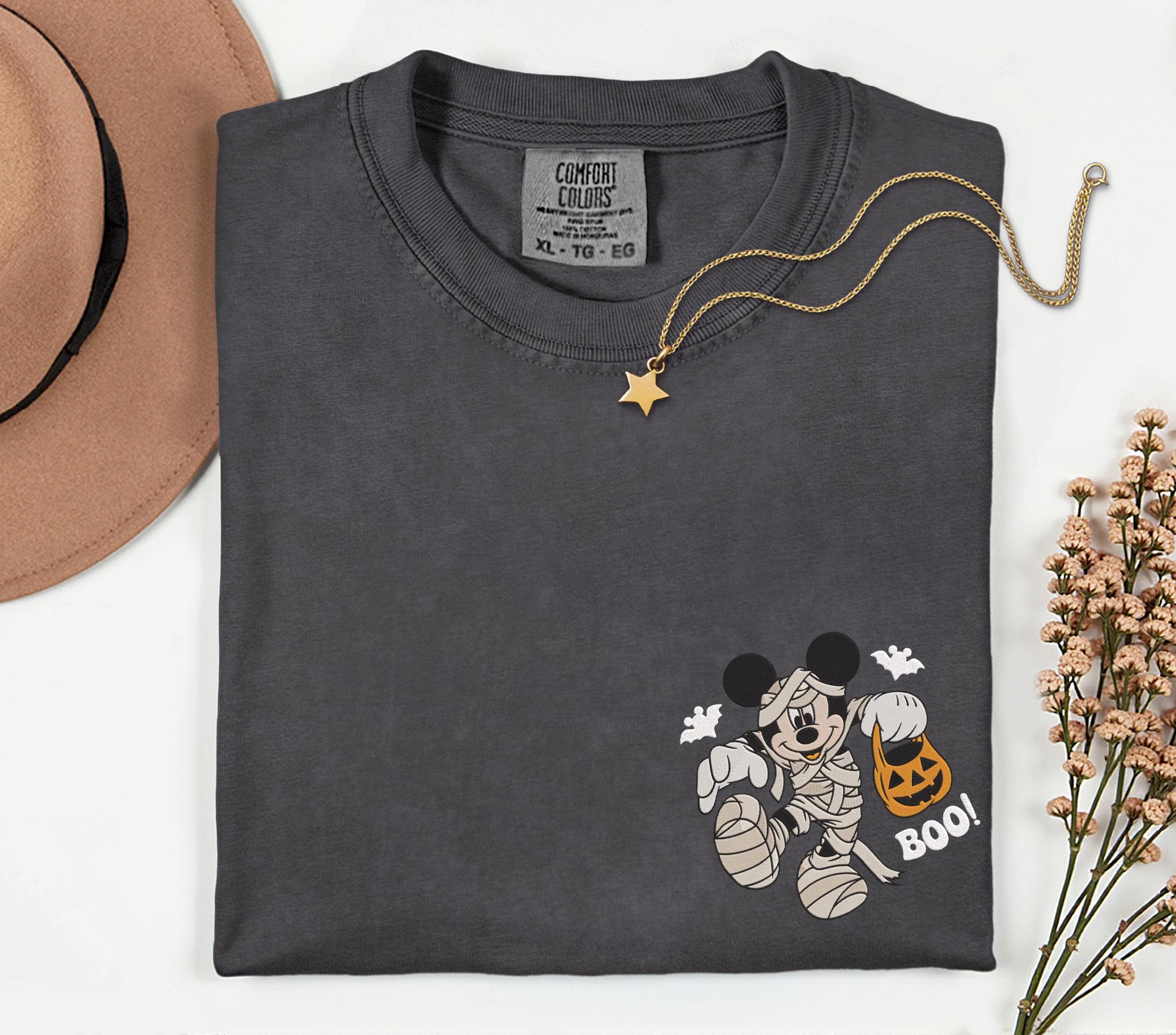 Embroidered Disney Halloween Mummy Boo Shirt With Mickey and Minnie Mouse Comfort Colors for Disney Vacation Halloween Trip Tee - photo 6