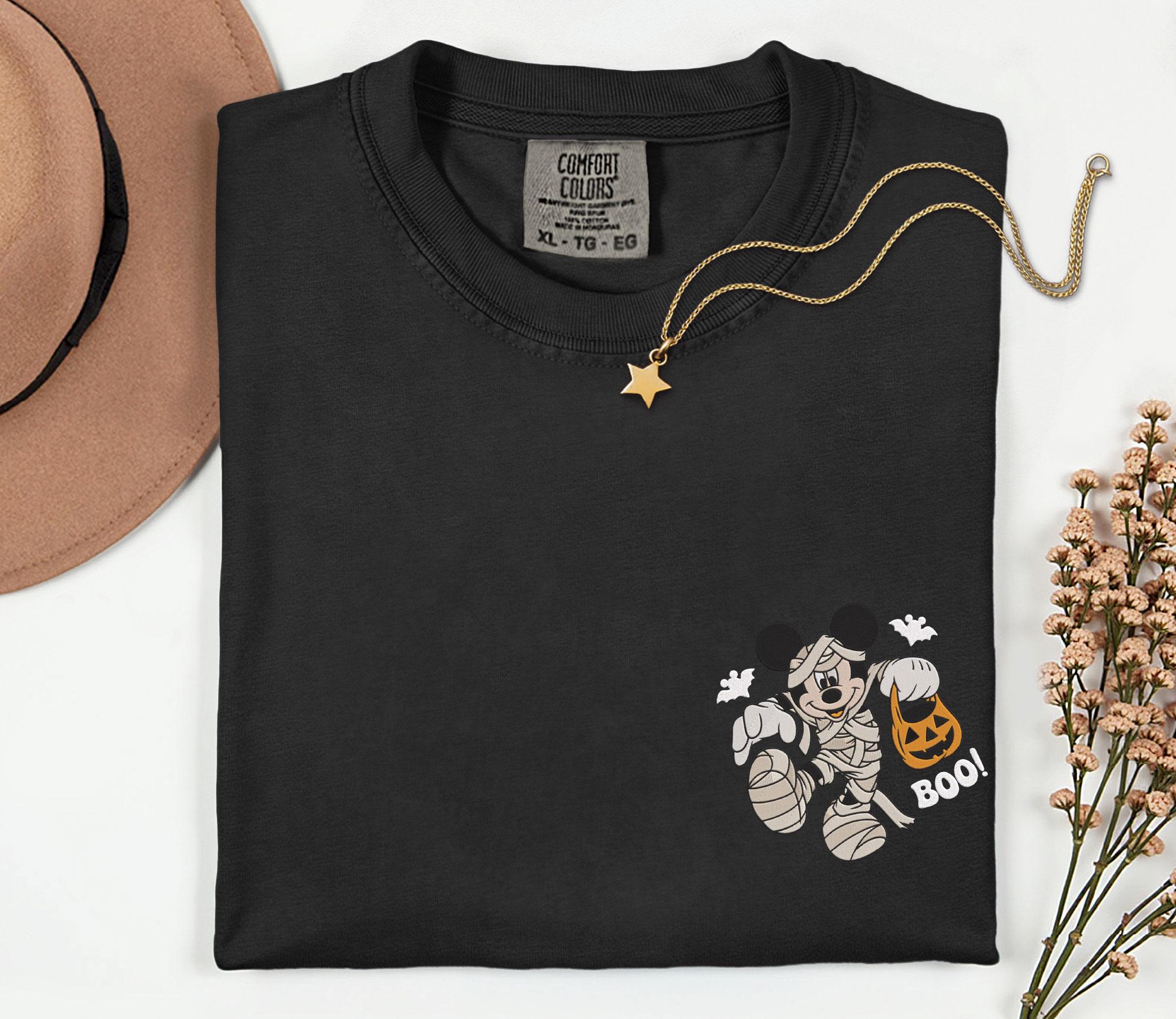 Embroidered Disney Halloween Mummy Boo Shirt With Mickey and Minnie Mouse Comfort Colors for Disney Vacation Halloween Trip Tee - photo 9