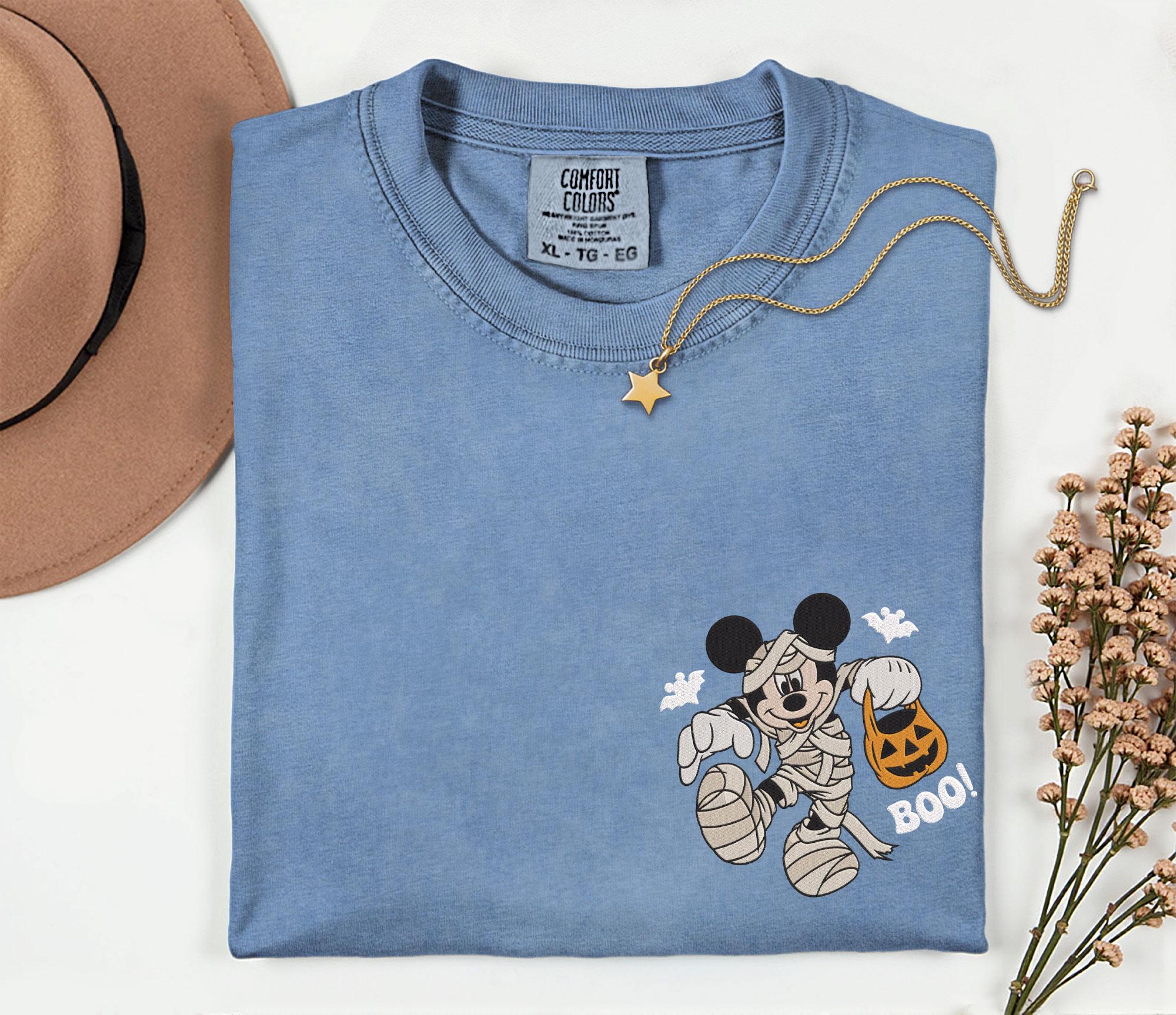 Embroidered Disney Halloween Mummy Boo Shirt With Mickey and Minnie Mouse Comfort Colors for Disney Vacation Halloween Trip Tee - photo 10