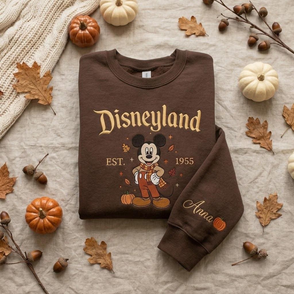 Custom Embroidered Disney Halloween Sweatshirt, Personalized Disneyland Minnie Pumpkin Crewneck for Cozy Fall Vacation Gift - photo 2