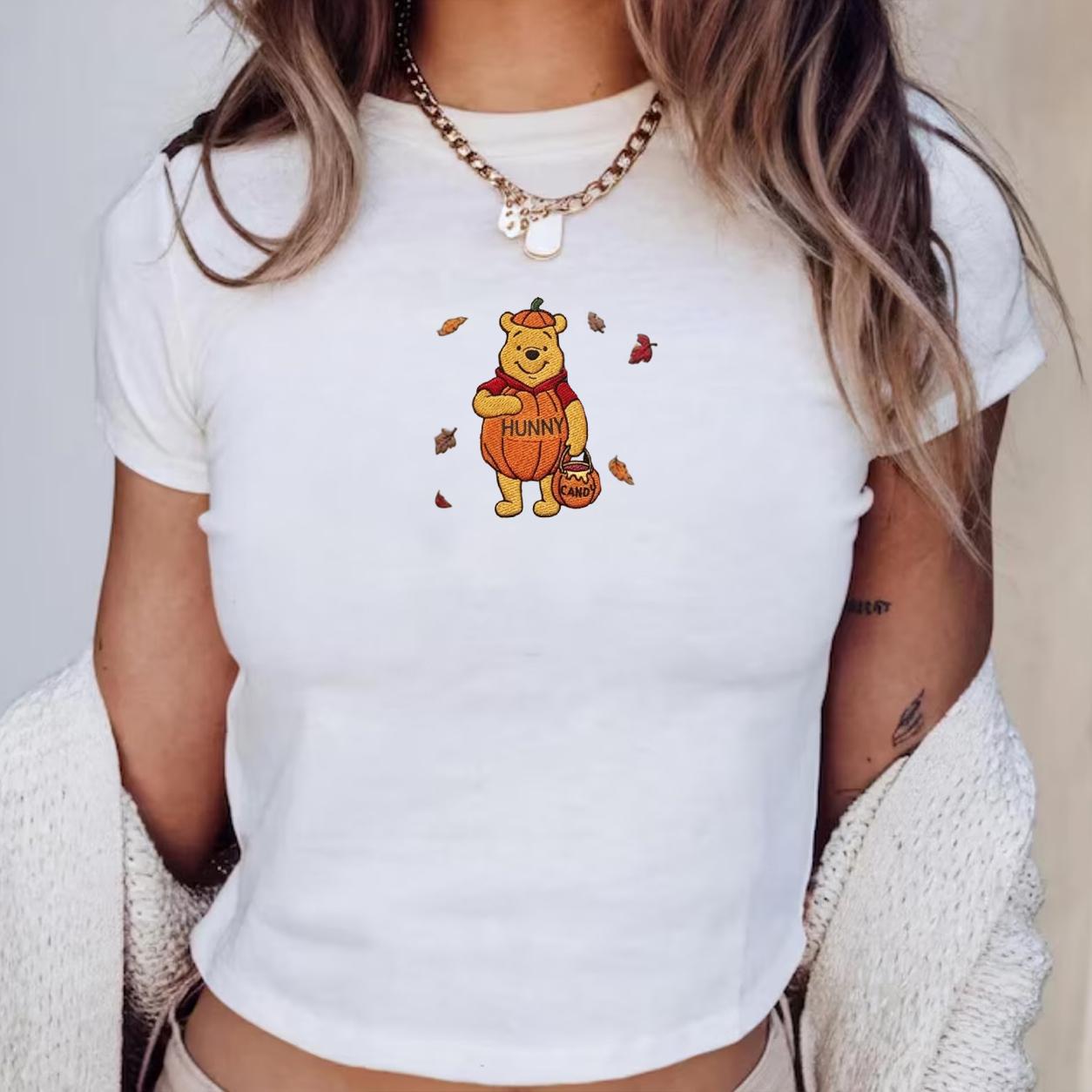 Embroidered Winnie the Pooh Bear Pumpkin Halloween Baby Tee and Disney Top Shirt for Halloween Party - photo 3