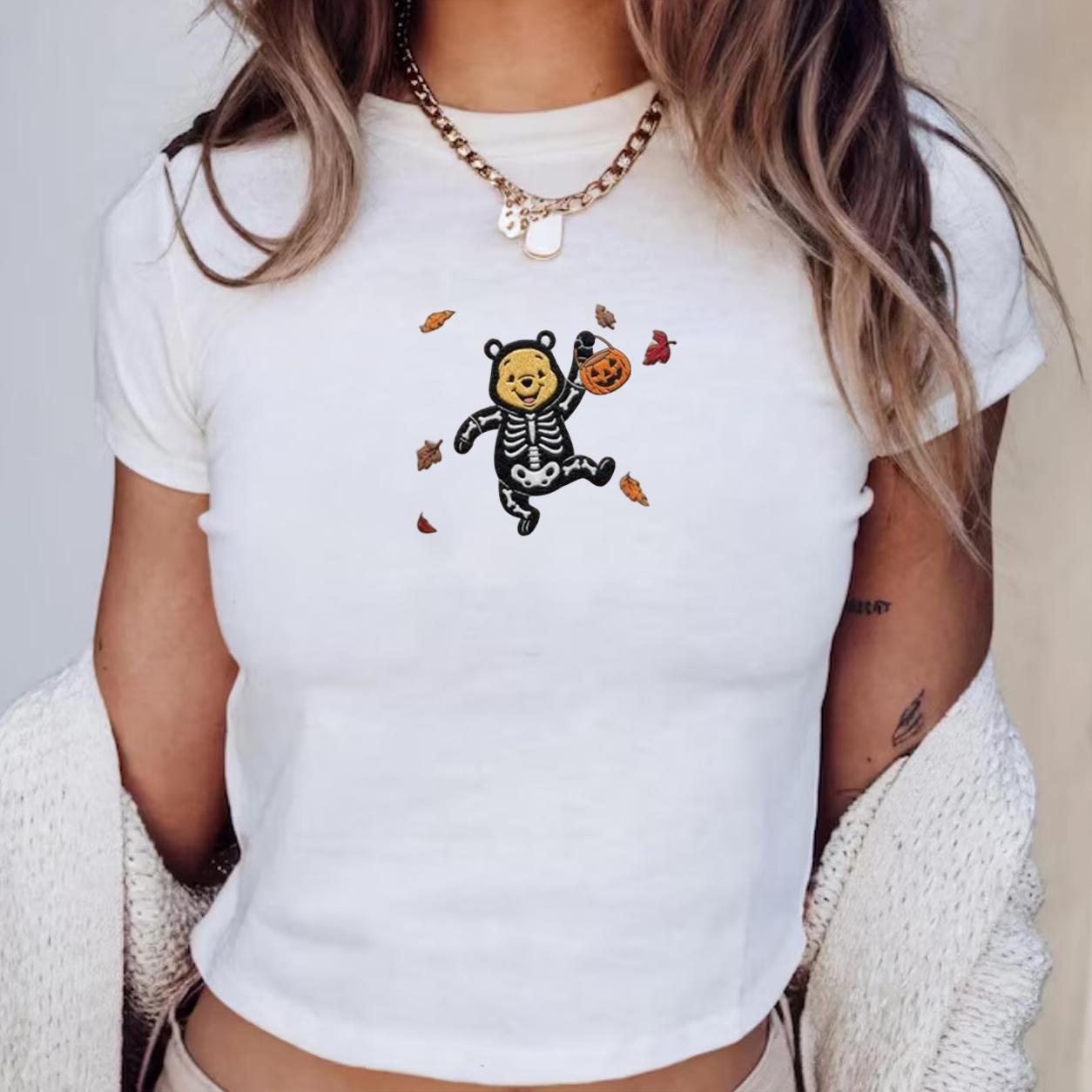 Embroidered Winnie the Pooh Bear Pumpkin Halloween Baby Tee and Disney Top Shirt for Halloween Party - photo 5
