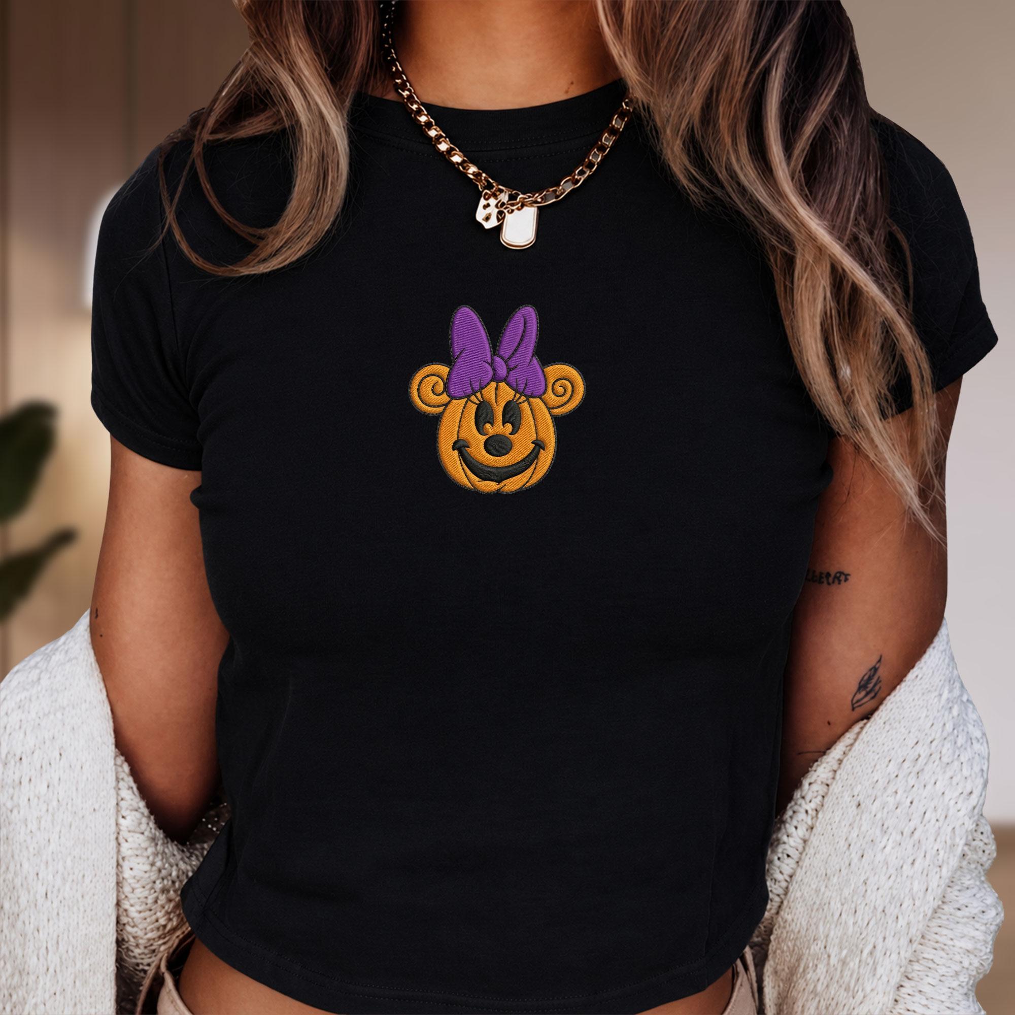 Embroidered Pumpkin Mickey and Minnie Baby Tee Shirt for Fall Disney Trip Outfit and Halloween Gift for Her - photo 8