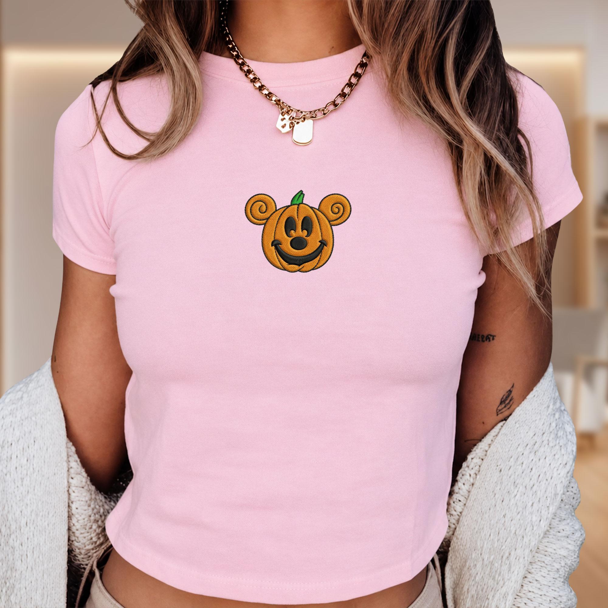 Embroidered Pumpkin Mickey and Minnie Baby Tee Shirt for Fall Disney Trip Outfit and Halloween Gift for Her - photo 9
