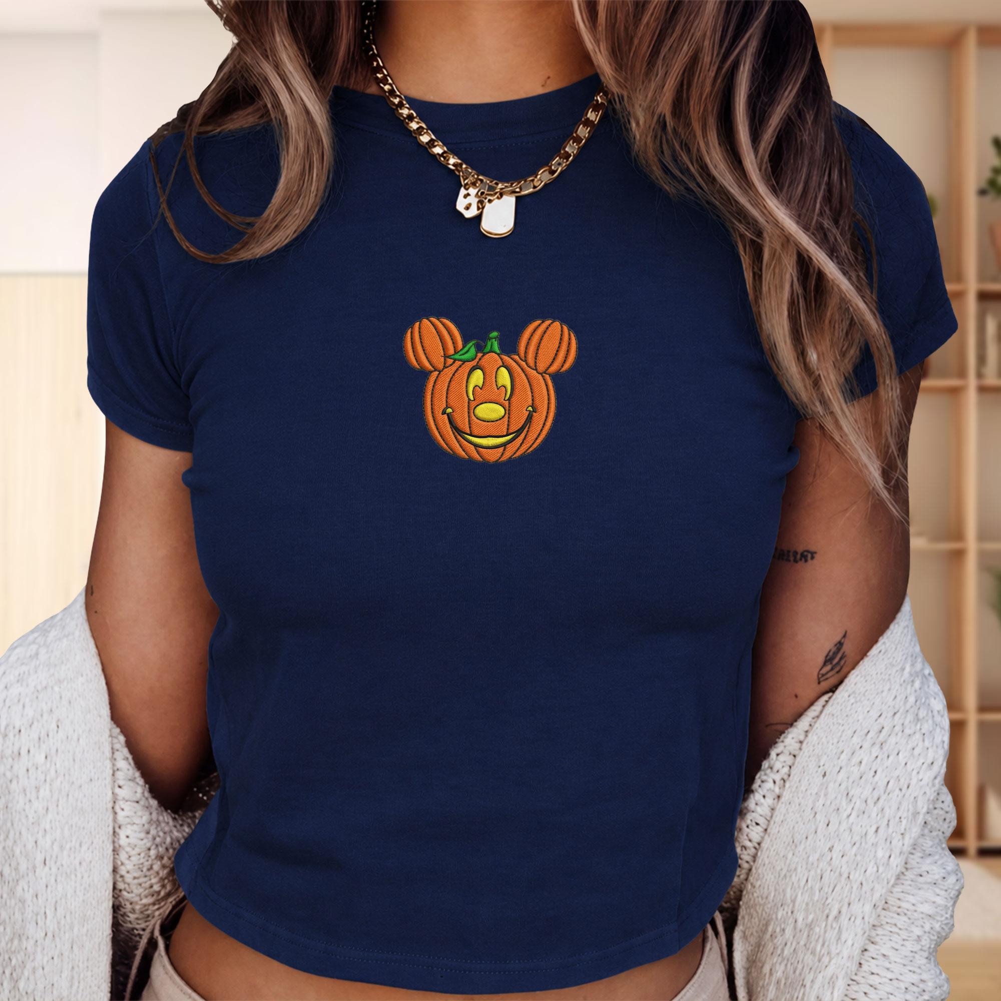 Embroidered Pumpkin Mickey and Minnie Baby Tee Shirt for Fall Disney Trip Outfit and Halloween Gift for Her - photo 10