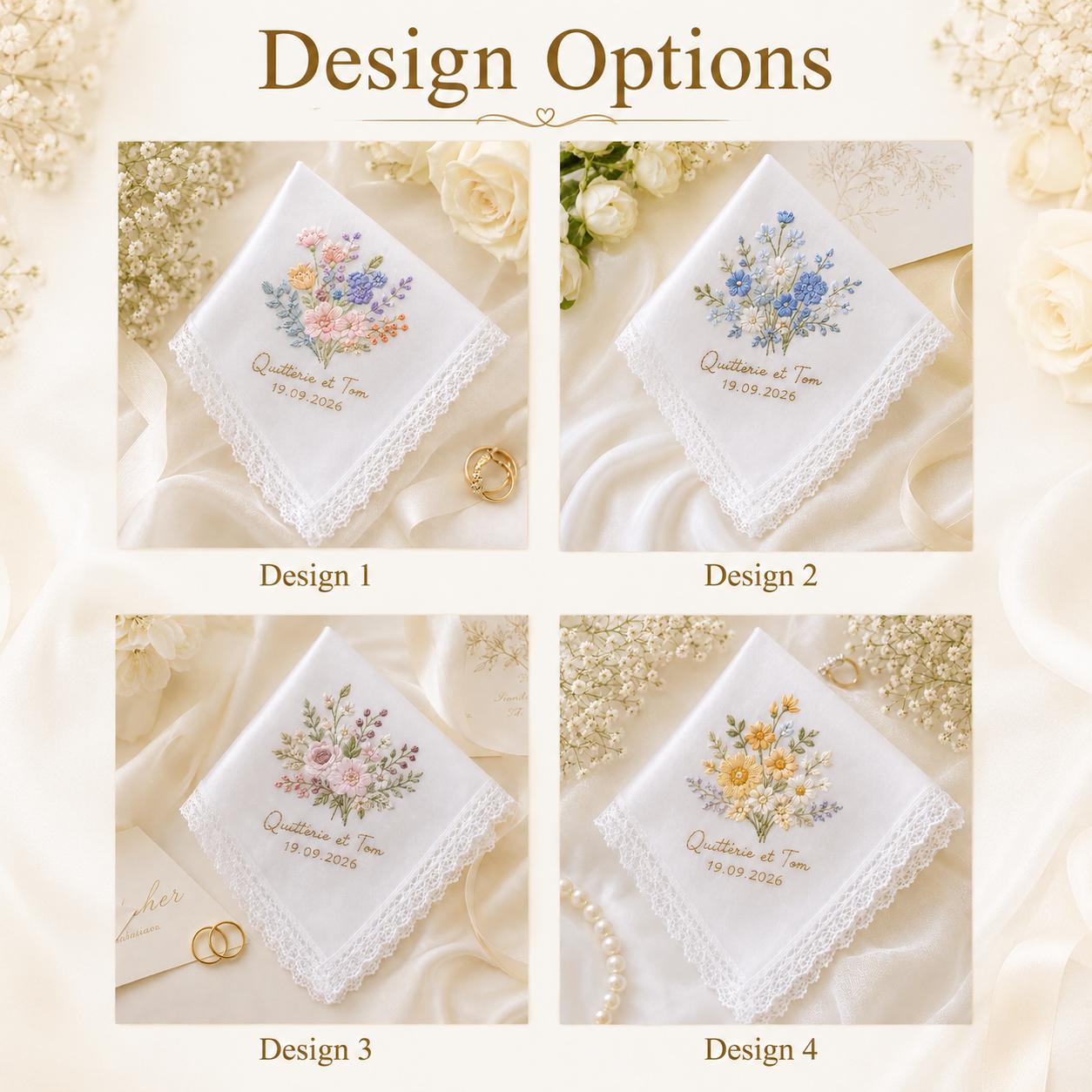 Personalized Embroidered Wedding Handkerchief – Custom Floral Lace Handkerchief with Bridal Keepsake and Wedding Gifts - photo 4
