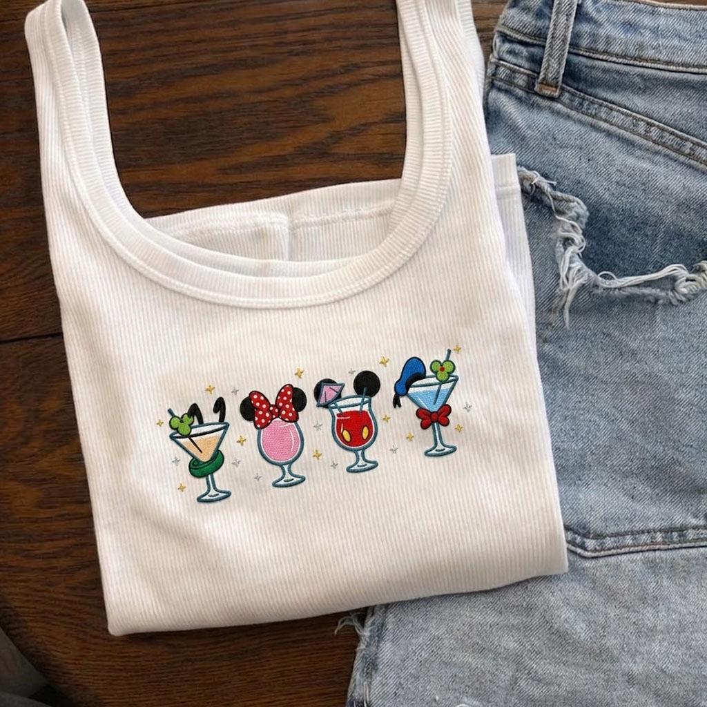 Embroidered Disney Cocktail Tank Top With Mickey and Friends Drink Around the World for Epcot Matching Vacation Outfit - photo 4