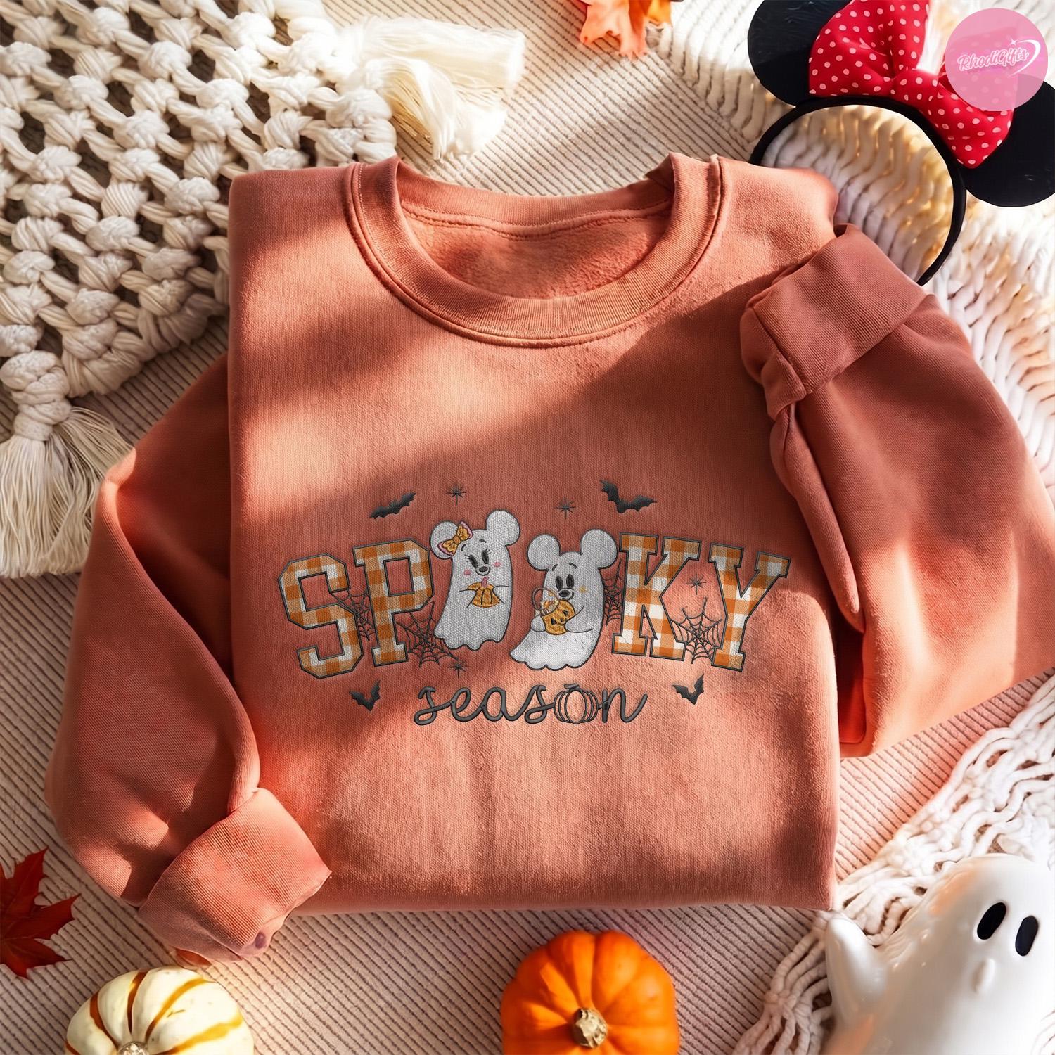 Embroidered Mickey and Minnie Ghost T-Shirt Sweatshirt Hoodie for Spooky Season Disney Halloween – WDW Disneyland Family Outfit - photo 4