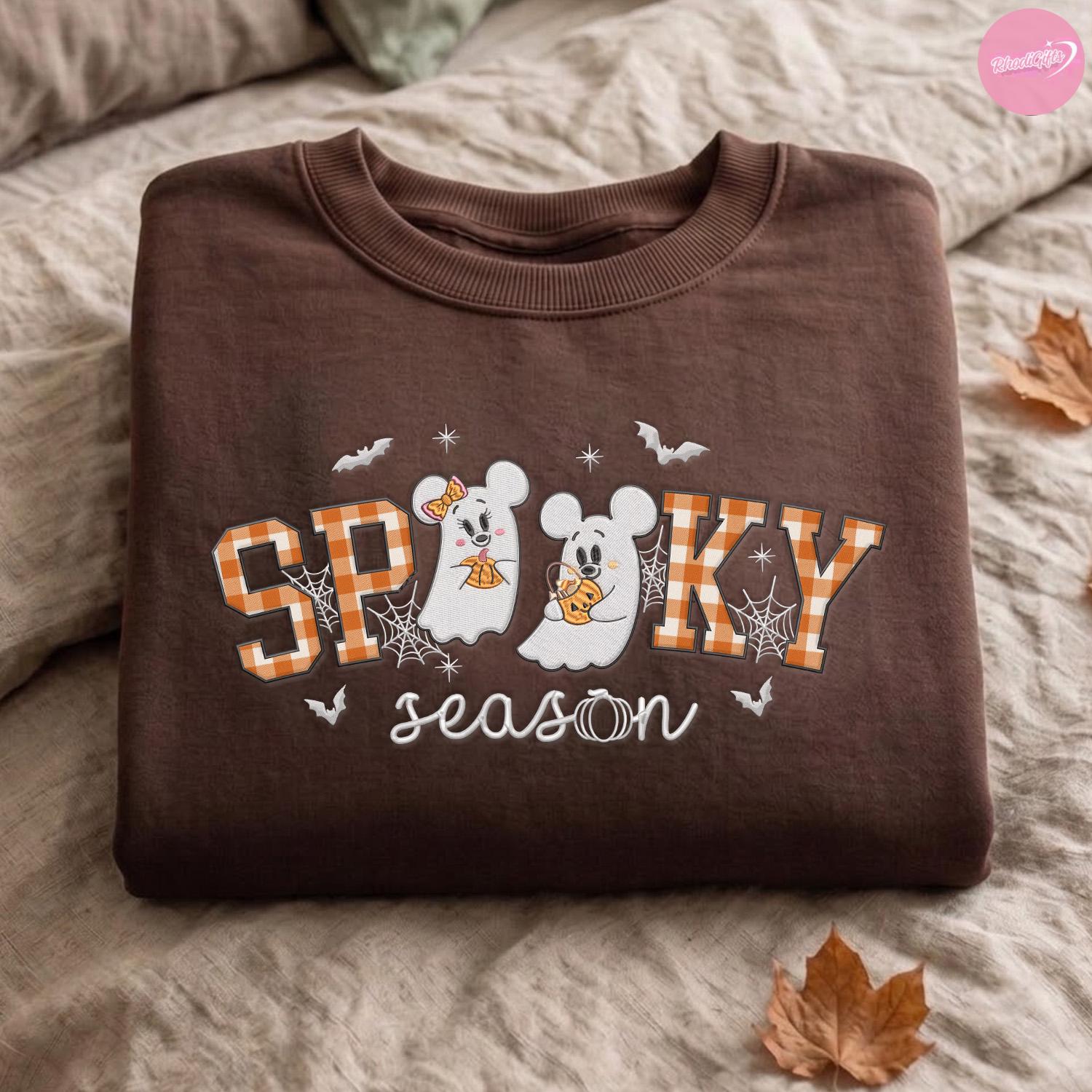 Embroidered Mickey and Minnie Ghost T-Shirt Sweatshirt Hoodie for Spooky Season Disney Halloween – WDW Disneyland Family Outfit - photo 5