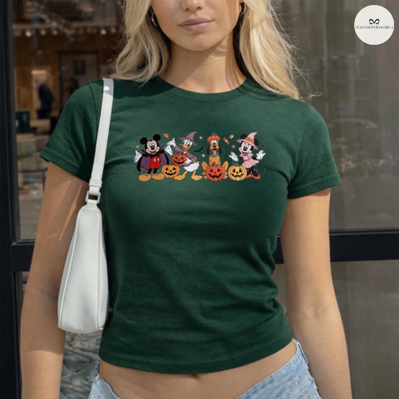 Embroidered Mickey and Friends Halloween Baby Tee Crop Tank with Trick or Treat Lace Trim Tank Top – Disney Girls Halloween Trip Outfit - photo 7