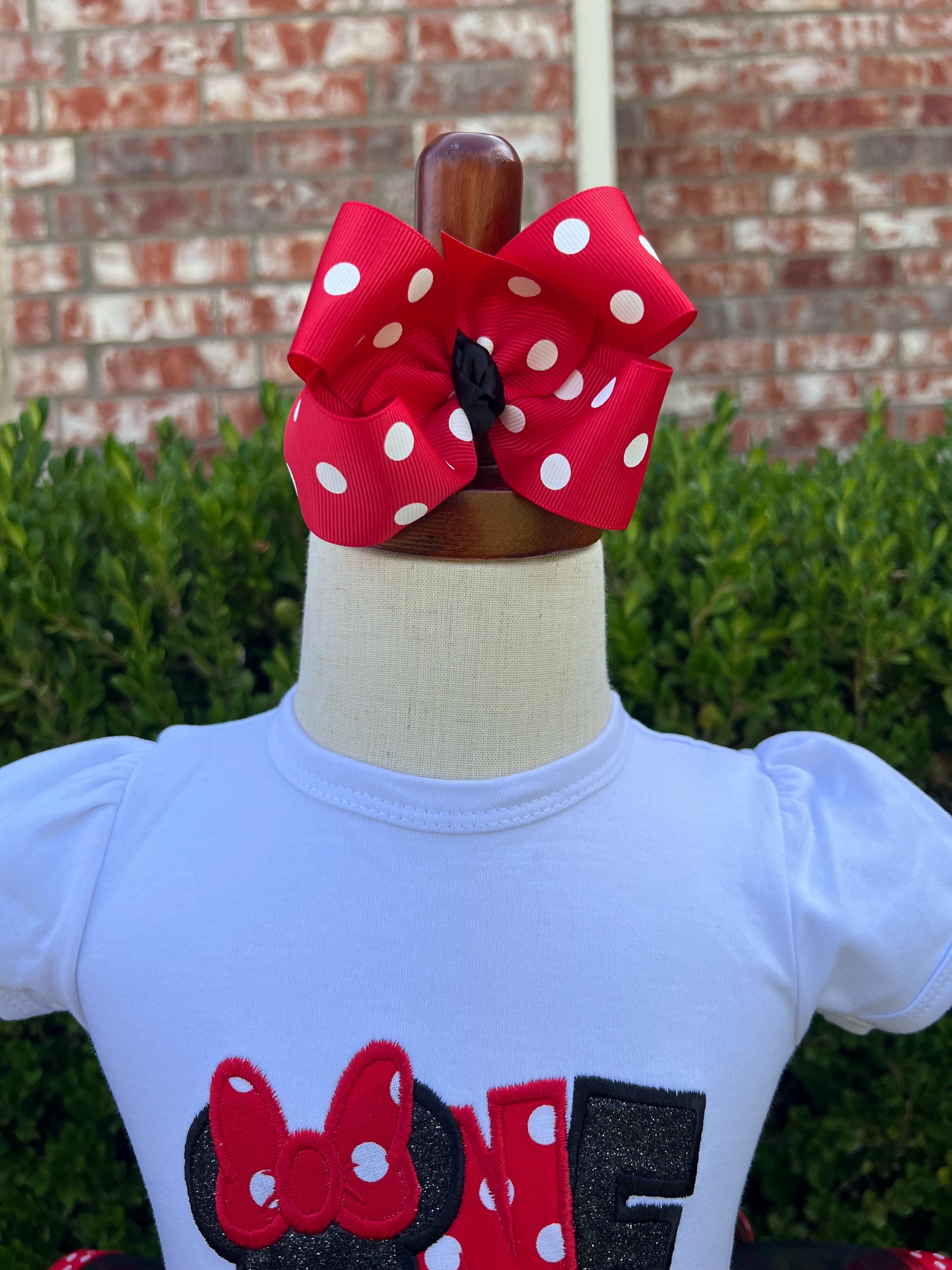 Minnie Mouse First Birthday Tutu Set with Embroidered Shirt, Ribbon Tutu and Matching Hairbow – One Minnie Birthday Outfit - photo 6