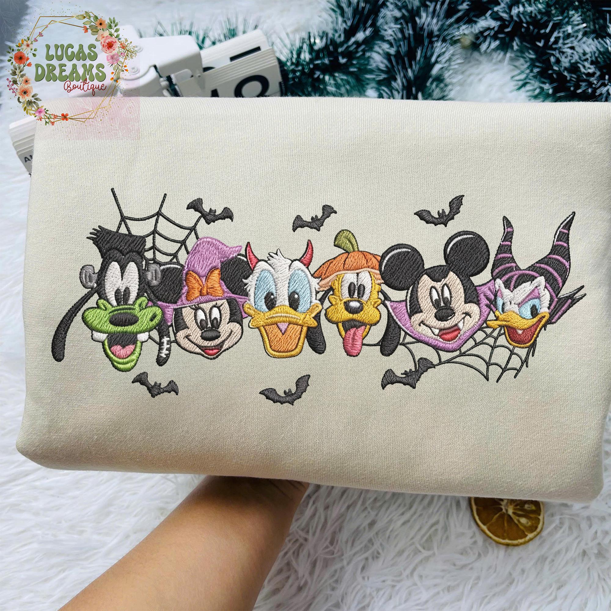 Embroidered Mickey and Friends Halloween Sweatshirt for Disneyland Trip Shirt – Mickey's Not So Scary WDW Halloween Party Tee