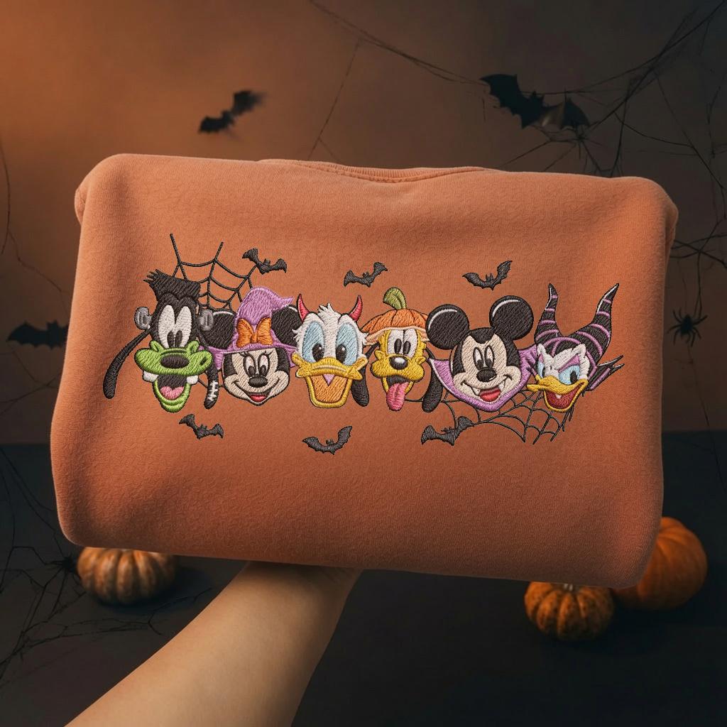 Embroidered Mickey and Friends Halloween Sweatshirt for Disneyland Trip Shirt ā Mickey's Not So Scary WDW Halloween Party Tee