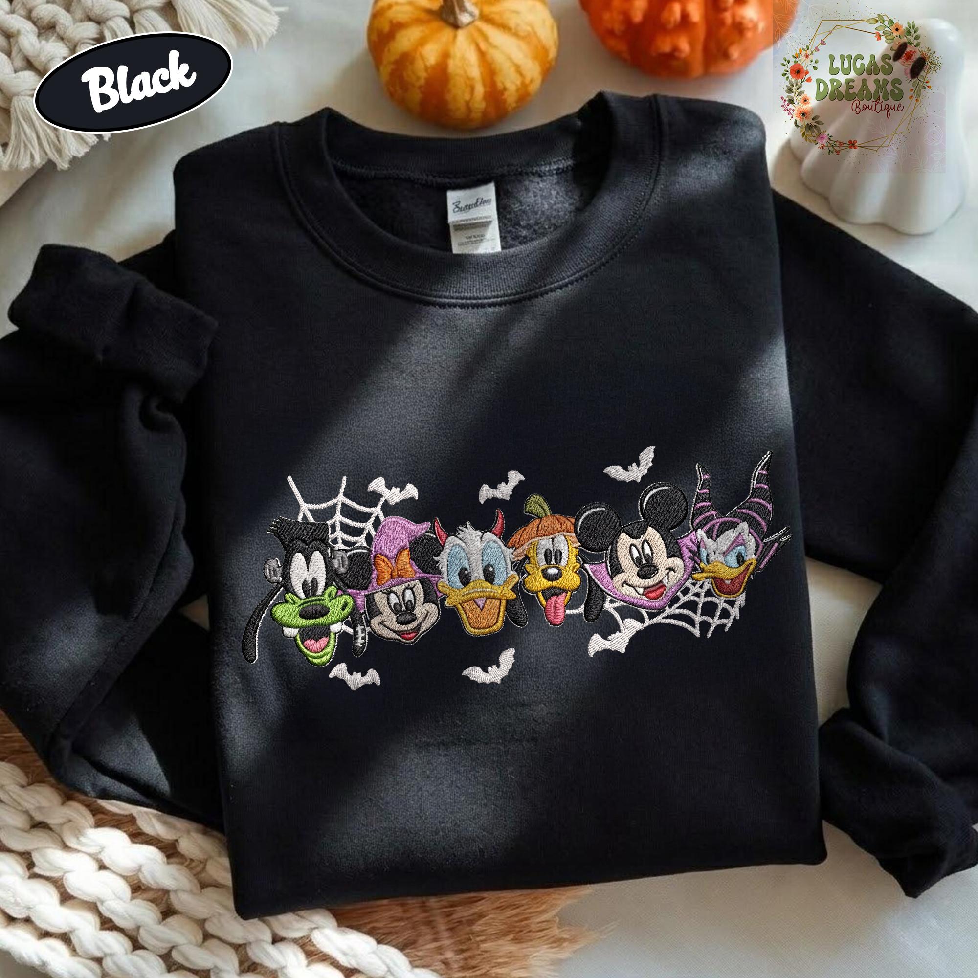 Embroidered Mickey and Friends Halloween Sweatshirt for Disneyland Trip Shirt – Mickey's Not So Scary WDW Halloween Party Tee - photo 9