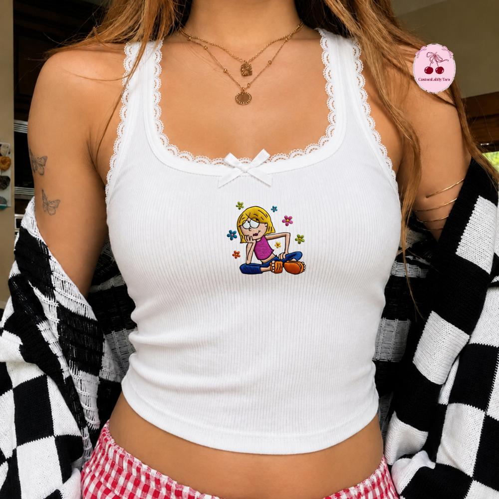 Embroidered Disney Lizzie McGuire Lace Trim Tank Top with This Is What Dreams Are Made Of – Disney Channel Music Baby Tee Crop Top - photo 3