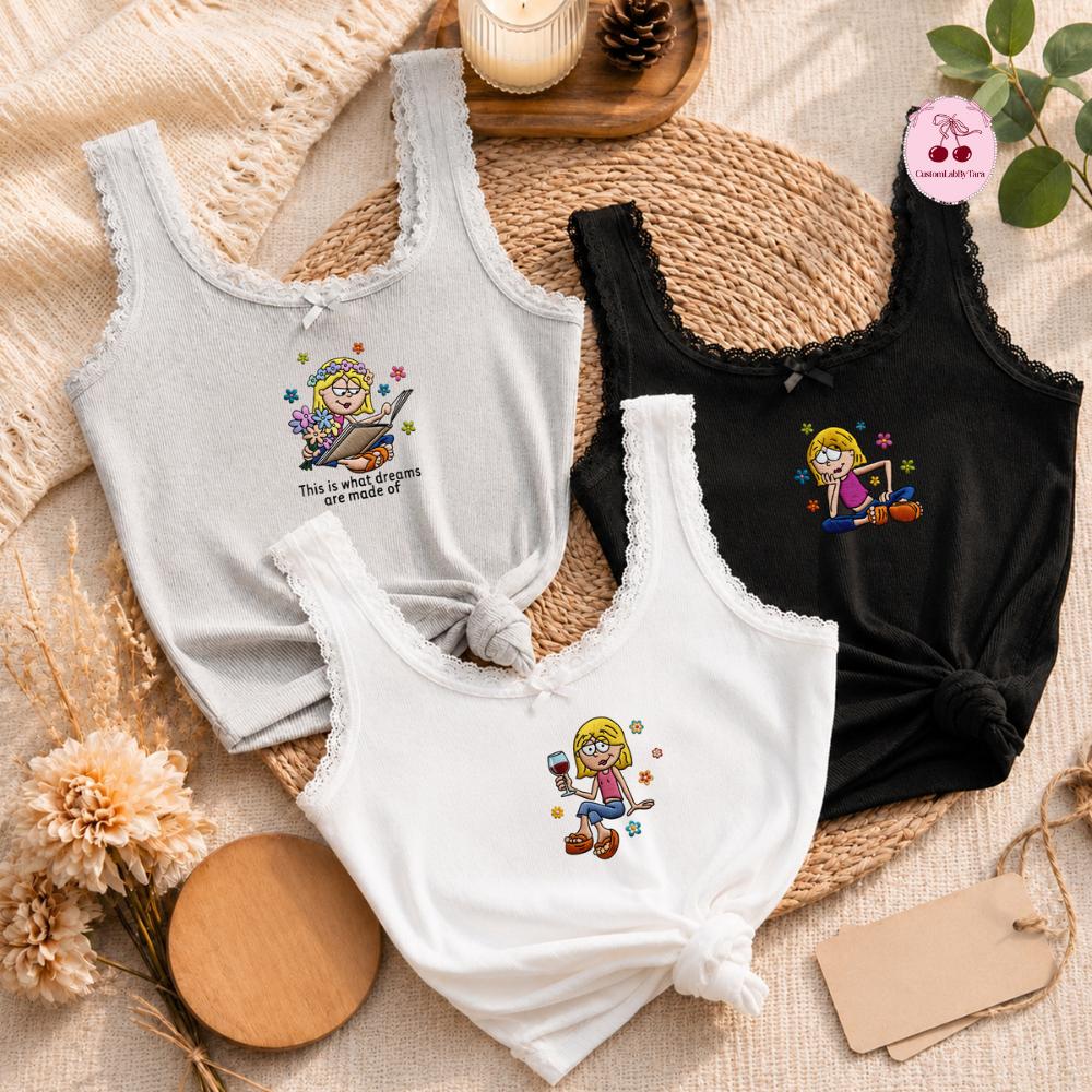 Embroidered Disney Lizzie McGuire Lace Trim Tank Top with This Is What Dreams Are Made Of – Disney Channel Music Baby Tee Crop Top - photo 6