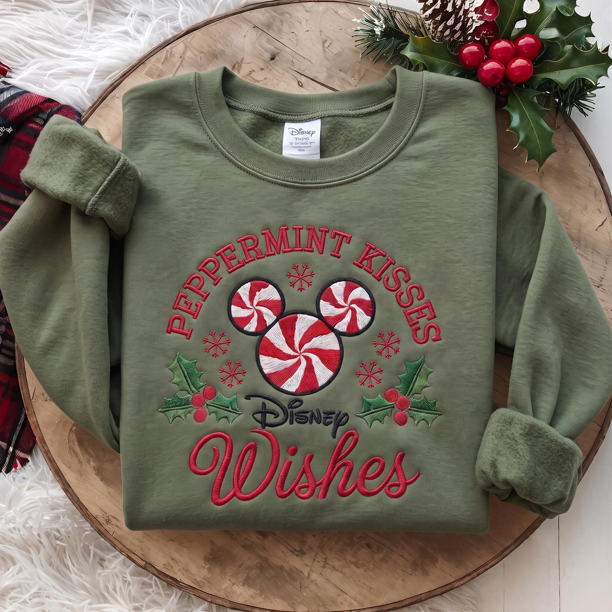 Embroidered Disney Christmas Sweatshirt with Mickey Peppermint Candy – Holiday Inspired Crewneck Sweater for Xmas Vacation Outfit Gift - photo 9