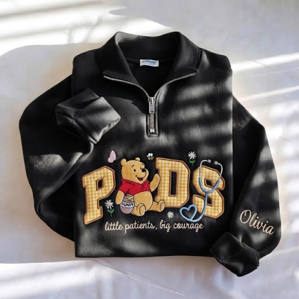 Disney Winnie Inspired Pediatric Nurse Embroidered Sweatshirt with Custom Name Patch Letter – Nursing School Crewneck Pullover Gift - photo 4