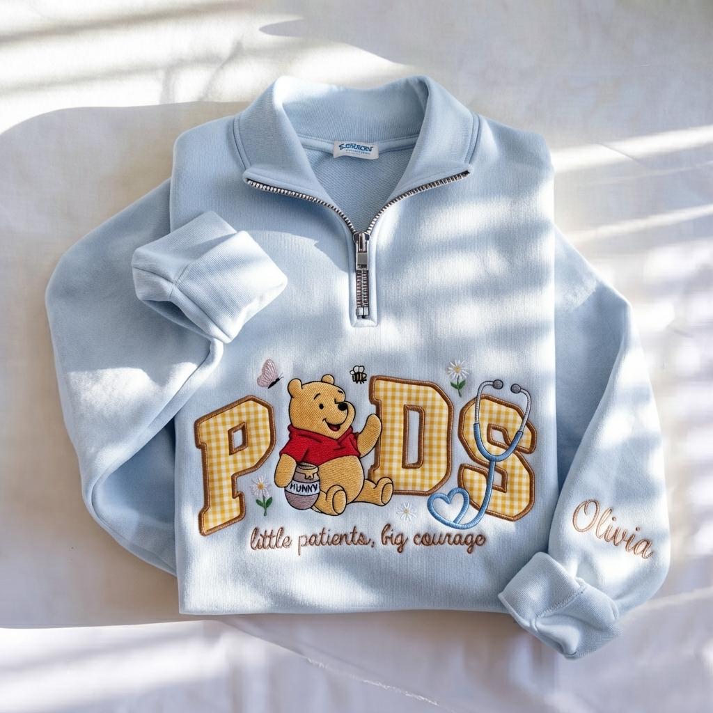 Disney Winnie Inspired Pediatric Nurse Embroidered Sweatshirt with Custom Name Patch Letter – Nursing School Crewneck Pullover Gift - photo 6