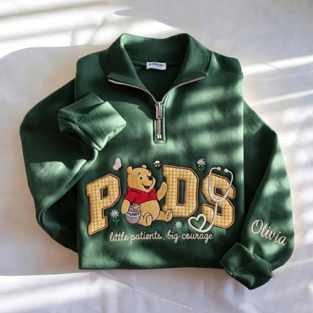 Disney Winnie Inspired Pediatric Nurse Embroidered Sweatshirt with Custom Name Patch Letter – Nursing School Crewneck Pullover Gift - photo 9