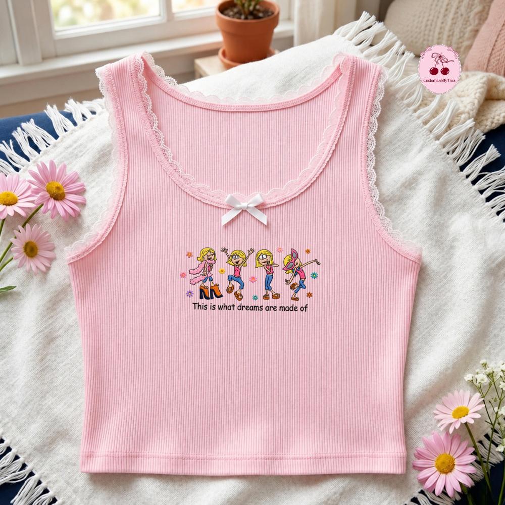 Embroidered Disney Lizzie McGuire Lace Trim Tank Top with Disney Channel Music – This Is What Dreams Are Made Of Baby Tee Crop Tank - photo 3
