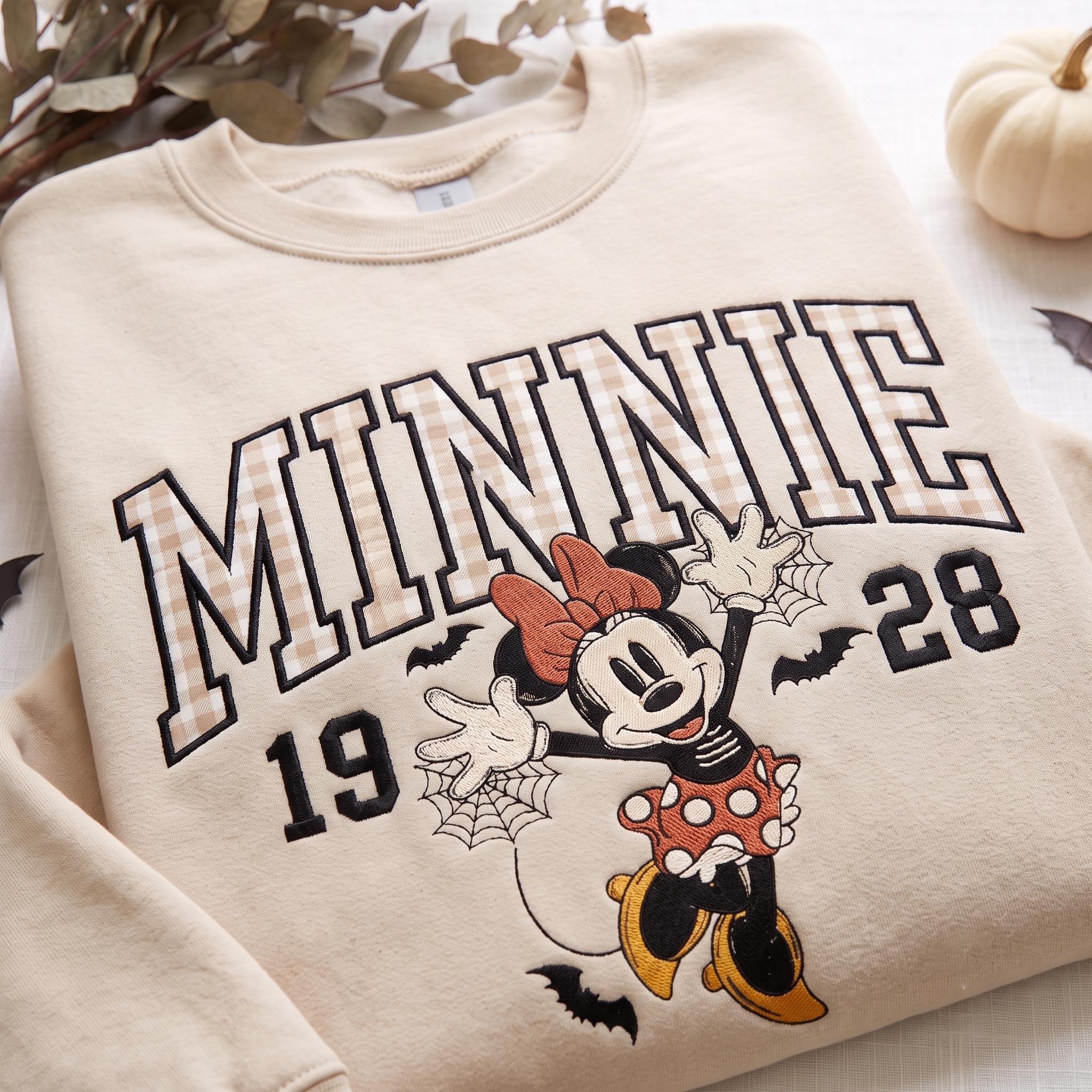Embroidered Halloween Mouse Couple Sweatshirt with WDW 1955 Party Applique – Spooky Season Crewneck Shirt for Family Holiday Gift - photo 3
