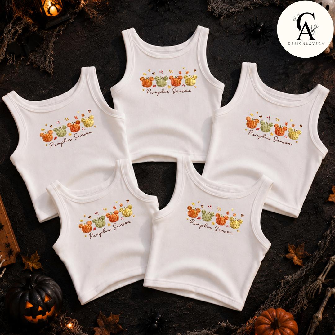 Embroidered Mickey Pumpkin Season Disney Fall Vibes Baby Tee Crop Tank for Thanksgiving – Halloween Sweatshirt Lace Trim Tank - photo 10