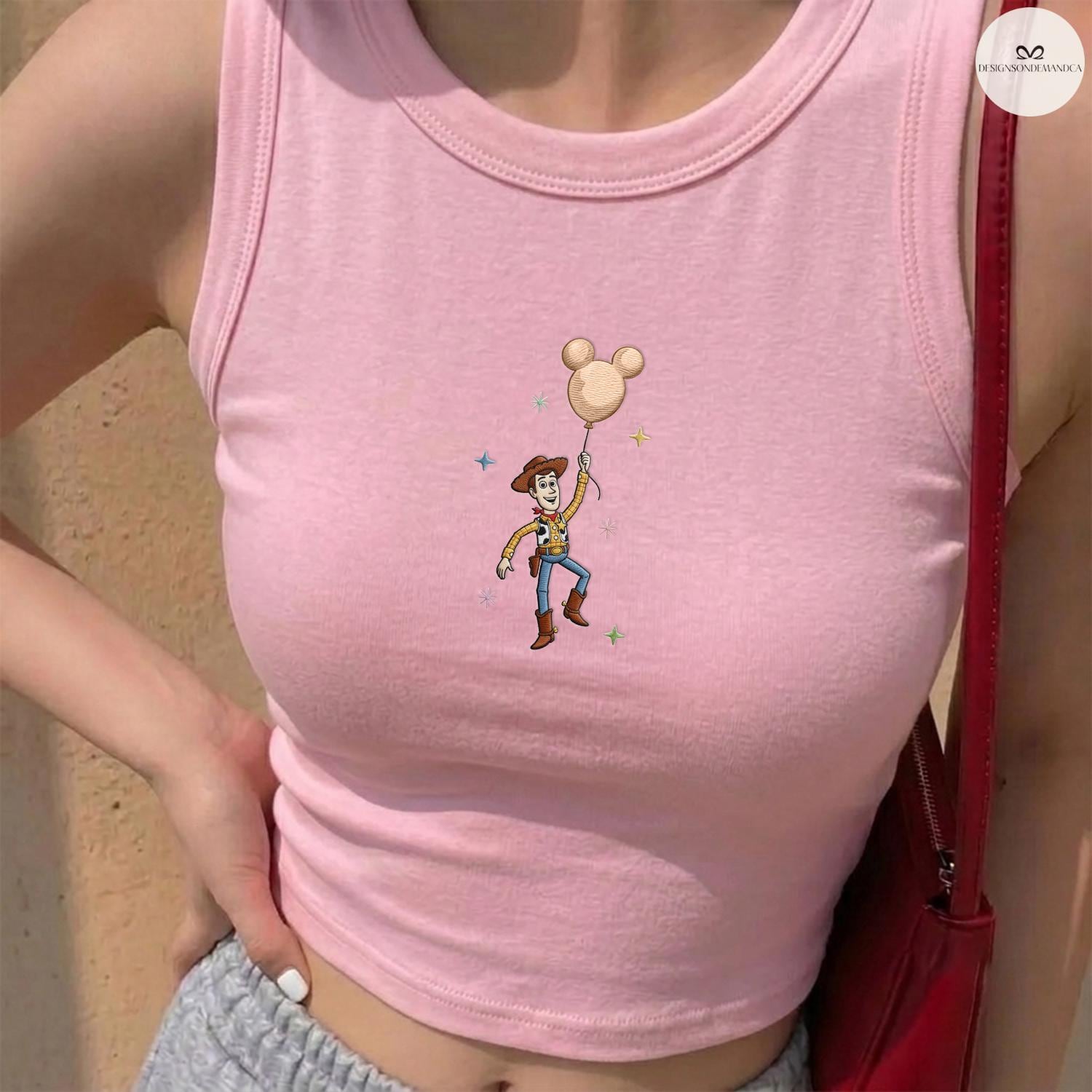 Embroidered Disney All Characters with Mickey Balloon Baby Tee Crop Tank – Cute Girls Lace Trim Tank Top for WDW Disneyland Trip - photo 5