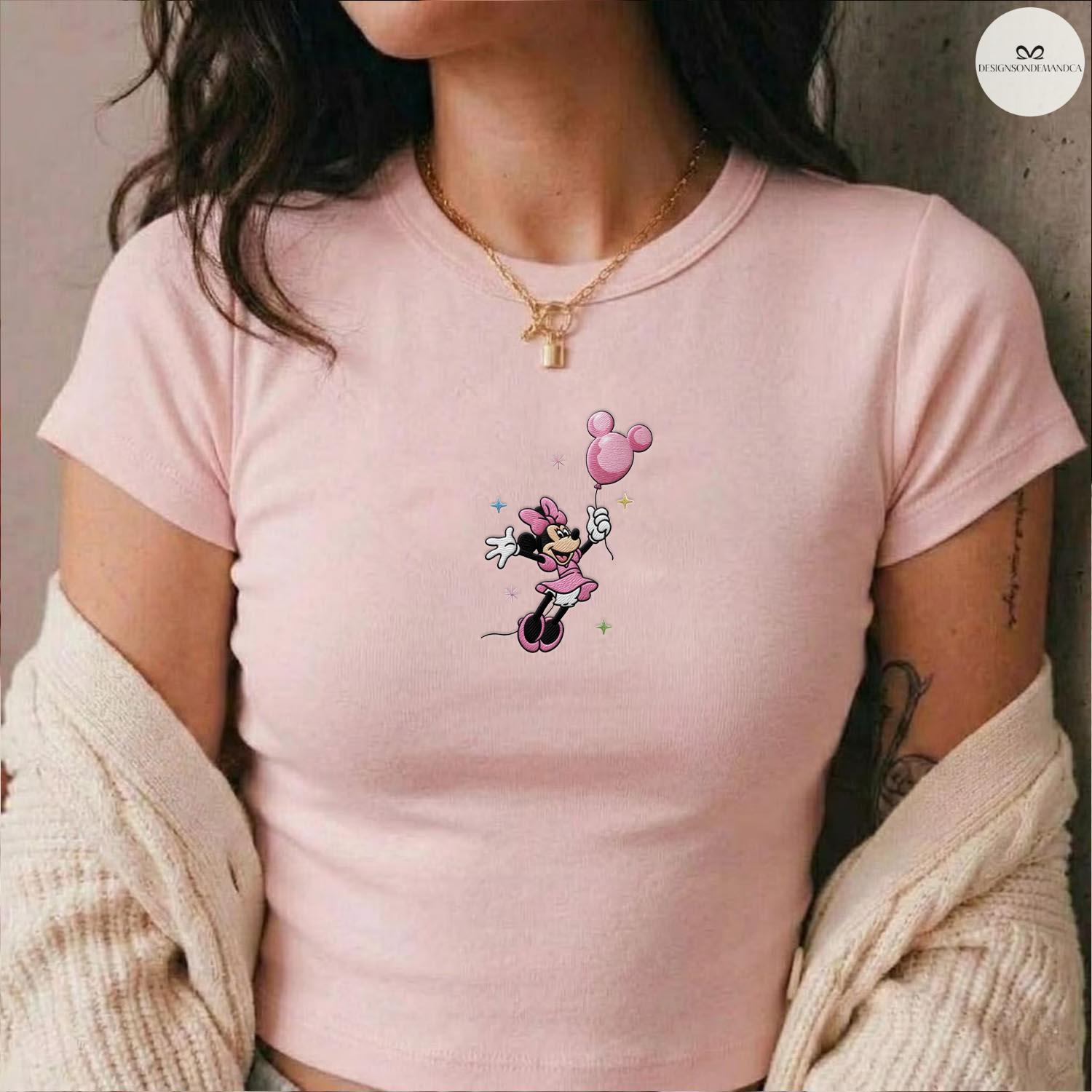 Embroidered Disney All Characters with Mickey Balloon Baby Tee Crop Tank – Cute Girls Lace Trim Tank Top for WDW Disneyland Trip - photo 7